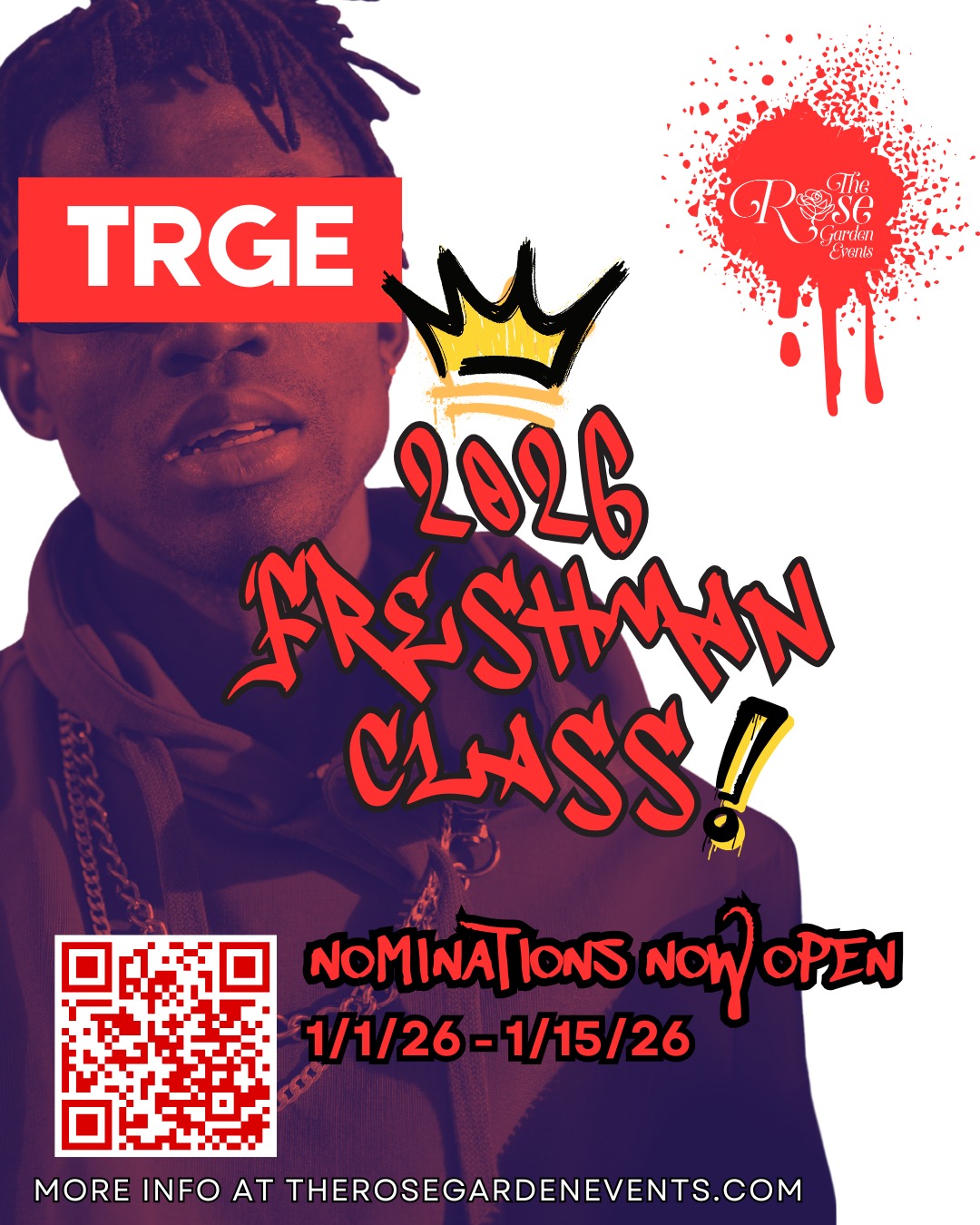 The future of poetry is calling!🌹Freshman Class 2026 nominations are OPEN until January 15th!
We’re inviting our community to nominate emerging poets who are creating with intention, originality, and impact.
This is about more than talent, it’s about voice, growth, and presence.
If you know a poet who deserves the spotlight… this is their moment.
✨ Nomination Link In Bio or Scan QR Code
#FreshmanClass2026 #KeepGrowing #RoseGardenEvents #SpokenWordNYC #Poetry