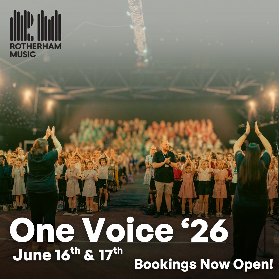 One Voice 2026 is coming!
Resources for the event are available on the One Voice page of our website.
Bookings for schools are now being taken for 16th & 17th June.
Contact Us: music@rotherham.gov.uk
#live #fyp #livemusic #RotherhamIsWonderful #thingstodo #liveperformance #music #rotherham #MusicEducationMatters #creativity #Singing #musiceducation #youngpeople #musicopportunity #musiclessons #choir #rotherhammusic #OneVoice #Summer #MusicLearning #schools