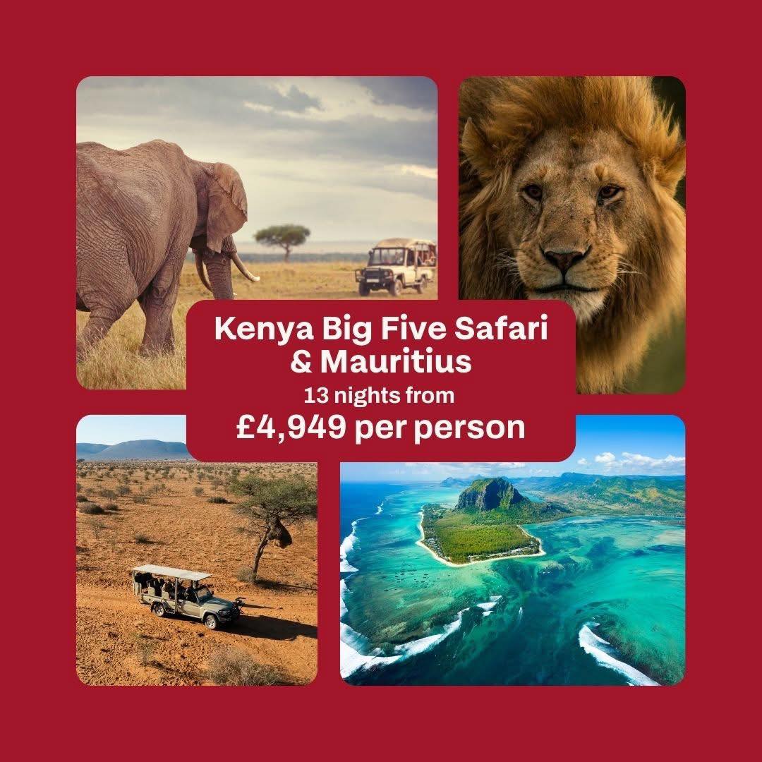 Kenya safari meets adults-only Mauritius bliss 🐘🌴
Your journey begins in Kenya where early morning and afternoon game drives explore Tsavo West and Amboseli - spot the big 5 and catch a memorable sunrise at Mount Kilimanjaro.
Then slow it all down in Mauritius staying at the adults-only Sunrise Attitude. Beachfront, all-inclusive and beautifully laid-back — think sea breezes, great food, cocktails and total switch-off time.
From wild adventure to barefoot luxury, this is a truly memorable escape
WHAT'S INCLUDED?
• 1 night in at Eka Hotel Nairobi (Bed & Breakfast)
• 2nts at Voyager Ziwani Tented Camp, Tsavo West (Full Board)
• 2nts at Ol Tukai Lodge Amboseli (Full Board)
• 1 night back at Eka Hotel Nairobi (Bed & Breakfast)
• 7 nights at Sunrise Attitude in Mauritius (All Inclusive)
• Small group safari (max 12 guests, 6 per vehicle – everyone gets a window seat!)
• All park fees, taxes, guide tips, and transfers included
• Game drives in Tsavo West and Amboseli with expert guides
• Close encounters with elephants, lions, hippos, and more
• Visit to Mzima Springs and Kilimanjaro-view sunsets
From £4,949 per person
Based on 26th October 2026 departure
Add in Hot Air Balloon Safari in Amboseli from £512pp
Solo traveller price from £6,219
Please get in touch for more details
☎️ or WhatsApp 01282 854143
#personaltravelagent
#travelcounsellors