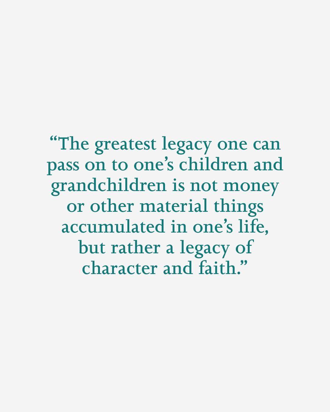The greatest legacy one can pass on to one’s children and grandchildren is not money or other material things accumulated in one’s life, but rather a legacy of character and faith.”
We spend decades obsessed with the "stuff"—the trusts, the real estate, the portfolios. But if we don’t pass on the character to manage that wealth, the wealth will eventually manage them.
Focus on the spiritual capital today. The rest will follow. (Courtesy of Bill High)
#MotivationMonday