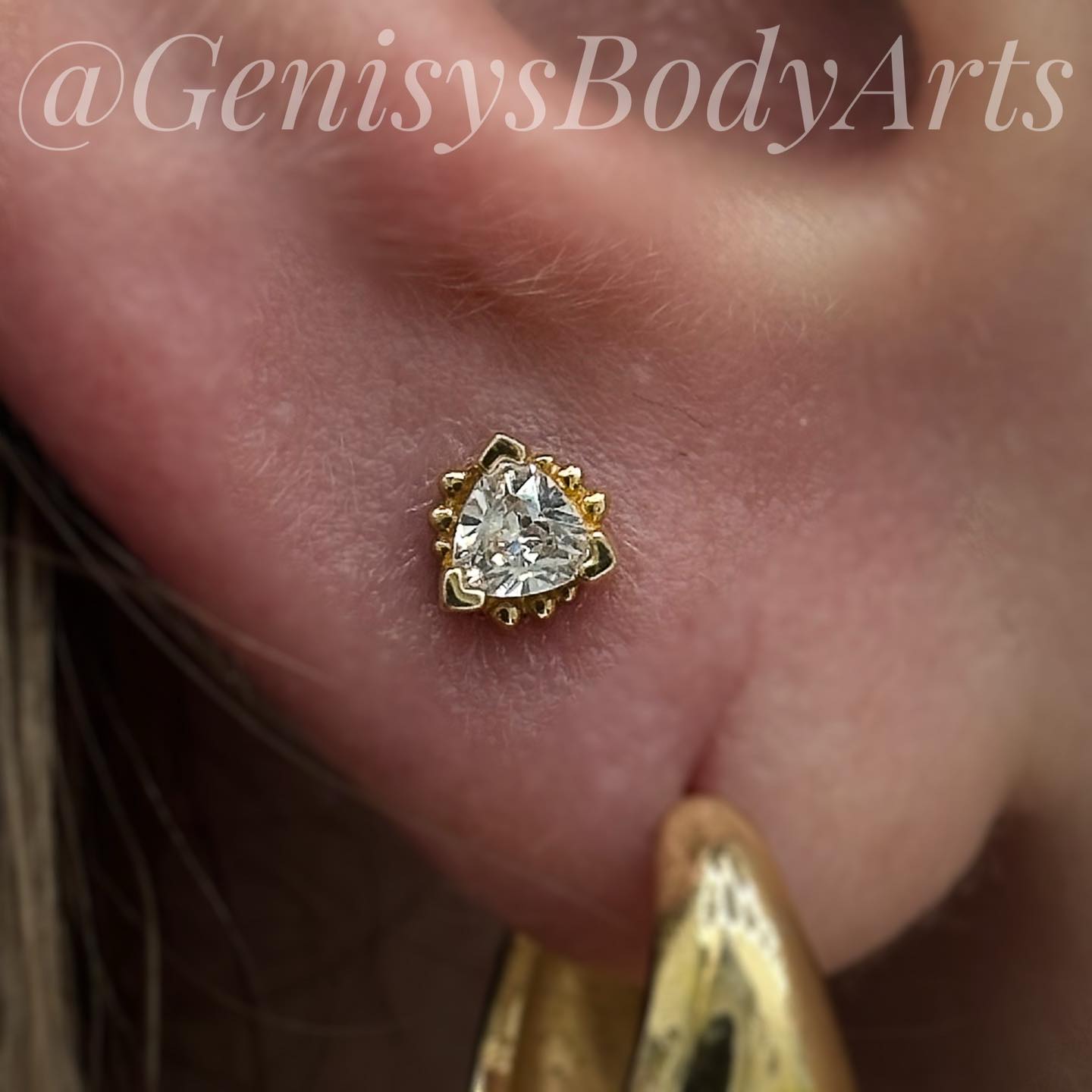 We love a good triangle moment 🔺✨
This triangle-cut lobe piece is a perfect mix of classic and a little something different — clean lines, timeless sparkle, and just enough edge to stand out 💎
#LobePiercing #TriangleCut #UniqueJewelry #ClassicWithATwist #BodyJewelry #PiercingInspo #genisysbodyarts