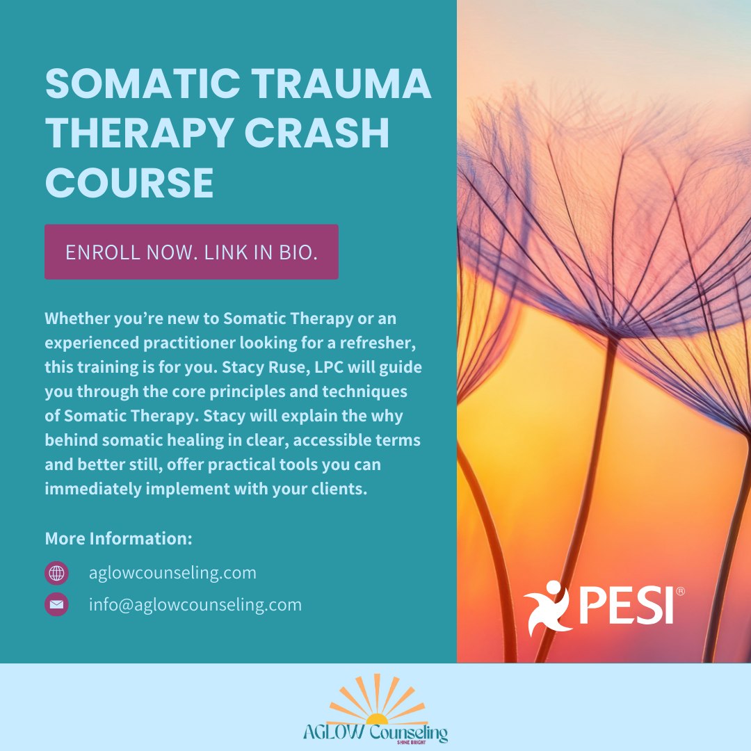 Trauma is not just a mental experience; it lives in the body. 💚
Whether you’re new to Somatic Therapy or looking for a refresher, our Somatic Trauma Therapy Crash Course is designed for you.
Register now for an on-demand, 6-hour deep dive into the "why" behind somatic healing and learn how to create safety and trust in the therapeutic relationship with bodily wisdom.
🔗 Link in bio!
#AglowCounseling #SomaticTherapy #BodyBasedHealing #TraumaRecovery #TherapistTraining