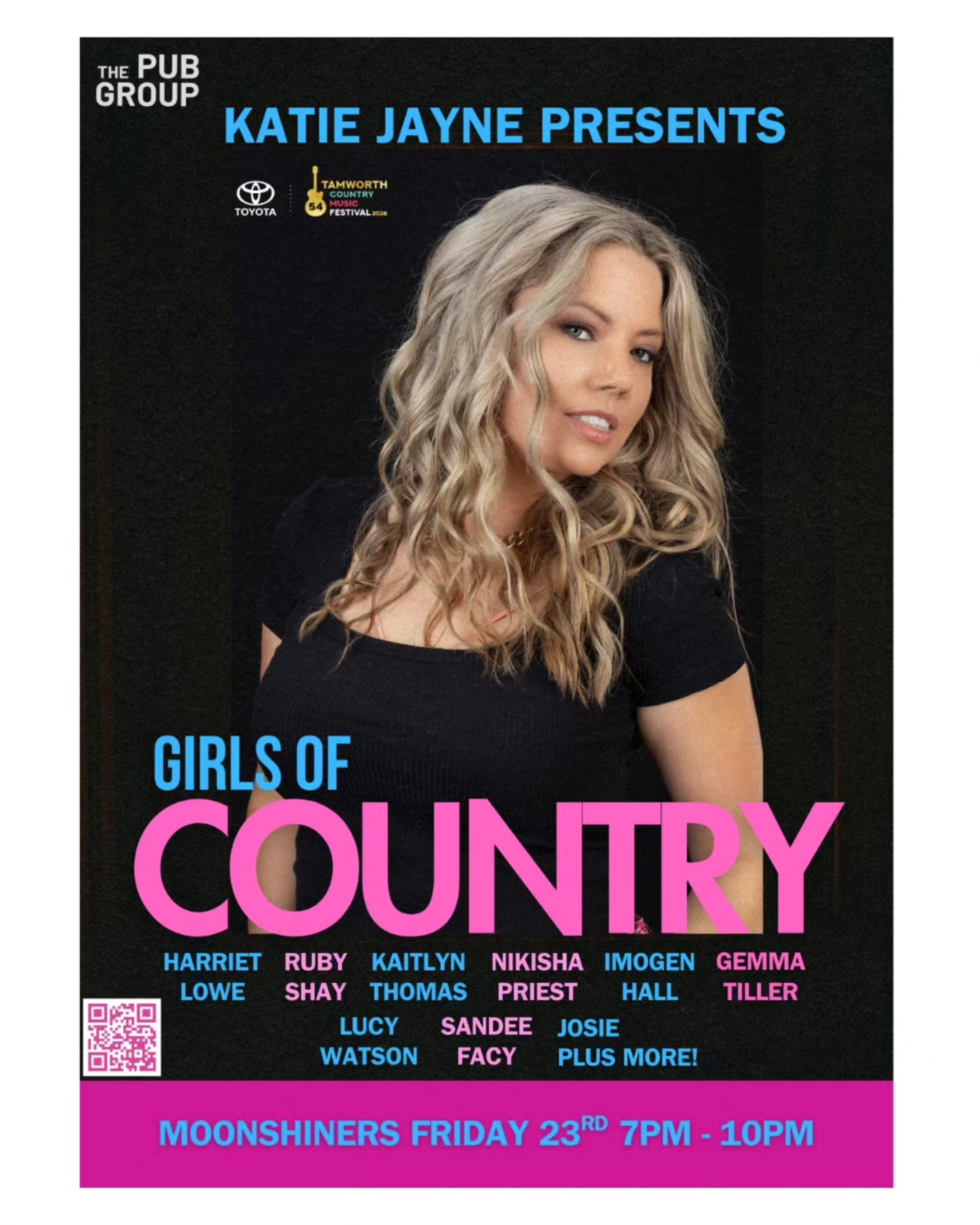 🌙 Moonshiners – Girls of Country
Girls of Country is taking over Moonshiners! 🎶🔥
Join Kaitie Jayne and me for a night of powerhouse female country.
🗓 Friday 23rd Jan
⏰ 7:00pm
This one’s going to be BIG — see you there! 🤍
#GirlsOfCountry #MoonshinersTamworth #tcmf2026
@misskatiejaynemusic @moonshinershonkytonkbar