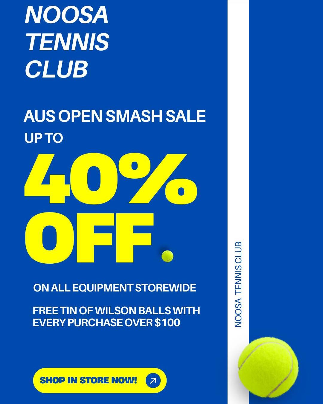 🎾 Australian Open Sale is ON! 🇦🇺
To celebrate the Aussie Open, we’ve just released brand new stock and are offering up to 40% OFF all tennis/pickleball equipment for a limited time.
New year, new gear — don’t miss out! 🔥🎾