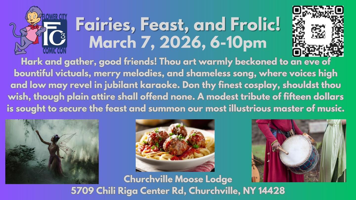 Hark and gather, good friends! Thou art warmly beckoned to an eve of bountiful victuals, merry melodies, and shameless song, where voices high and low may revel in jubilant karaoke. Don thy finest cosplay, shouldst thou wish, though plain attire shall offend none. A modest tribute of fifteen dollars is sought to secure the feast and summon our most illustrious master of music.
#experiencefc3 #fc3 #WhereItAllComesTogether #cosplay #cosplayers