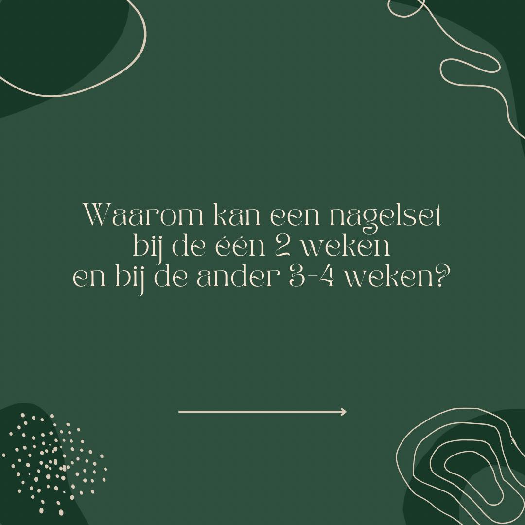 Waarom kan de ene klant weken doen met een set
en de andere al na 2 weken terugkomen? 💅
De houdbaarheid van een nagelset hangt af van meerdere factoren:
nageltype, levensstijl, nazorg, nagelgroei en zelfs hormonen ✨
💖 Tip van de salon: dagelijks nagelriemolie en voorzichtig omgaan
helpt je set zo lang mogelijk mooi te houden.
Volg voor meer Nail Facts ✨
#nailfacts #nagelverzorging #nailcare #nailsalon #nagelsalonede #nagelsalonede