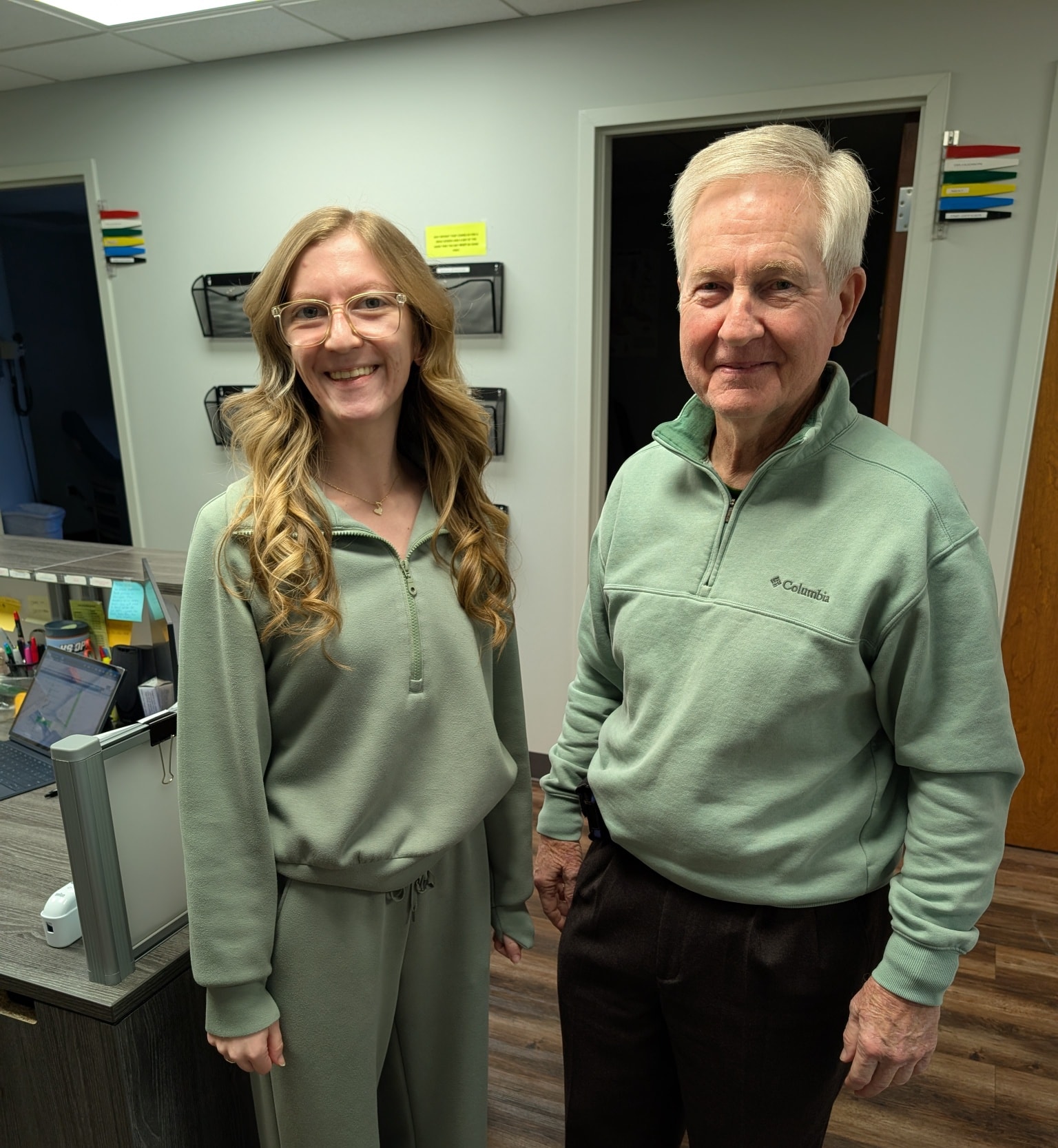 Dr. Hudson and Katelynn matchy matched today!! #TeamOHC #GenZ #BabyBoomer #OOTD #WeAreFamily