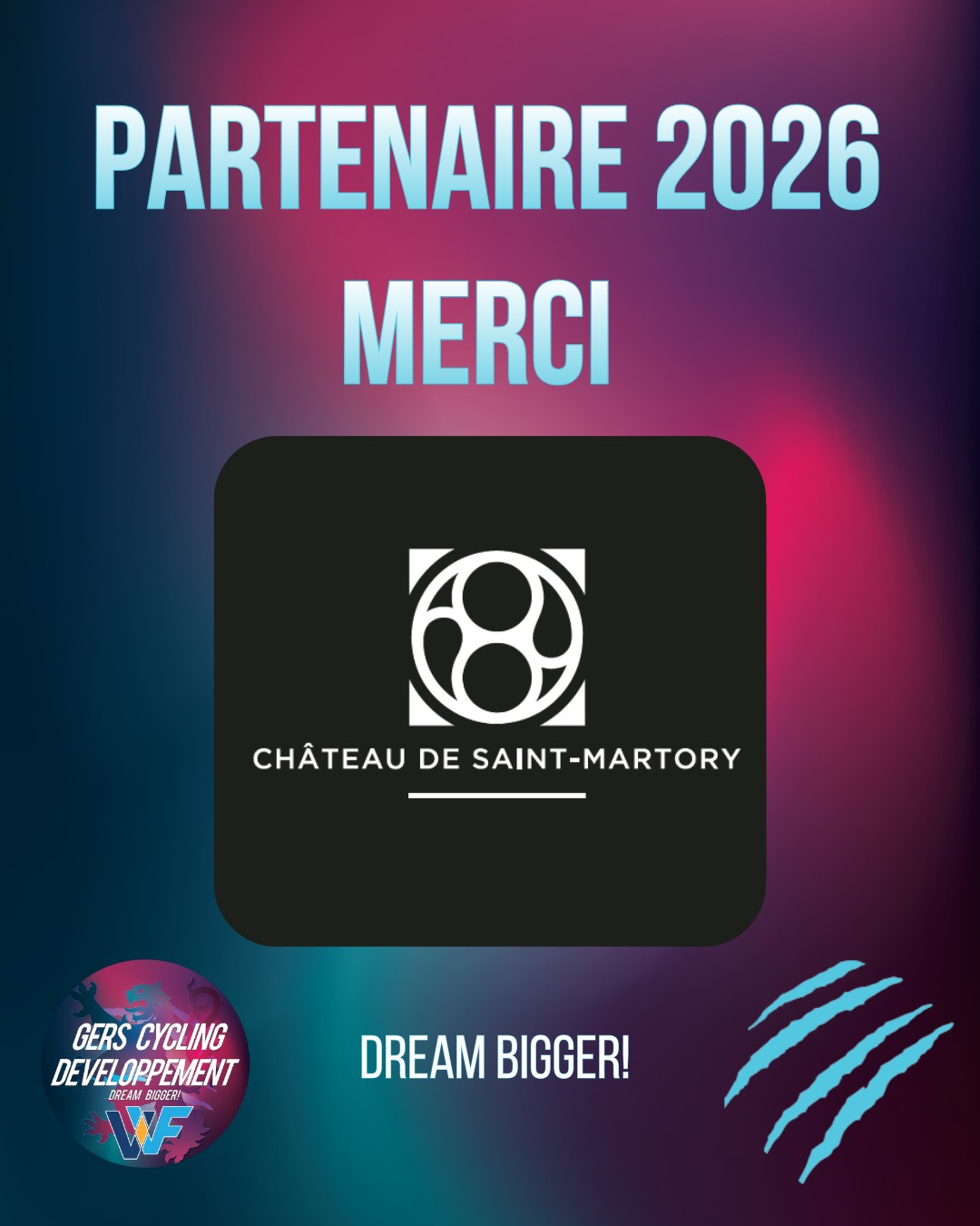 🔹 Partenaire du Gers Cycling Développement 🔹
Le Château de Saint-Martory fait partie de ces lieux qui marquent une étape.
Un château chargé d’histoire, ouvert aujourd’hui à l’accueil, à l’hébergement, à la restauration et aux événements professionnels comme privés.
Situé à Saint-Martory, au pied des Pyrénées et à proximité de Toulouse, le château offre un cadre propice aux temps forts collectifs : rencontres, échanges, temps de respiration et de construction.
Un partenaire qui partage avec le GCD le goût du collectif, de l’ancrage territorial et des projets qui s’inscrivent dans la durée.
🤝 Merci au @chateausaintmartory pour sa confiance.
Rêvons plus grand, ensemble 🚴♂️✨