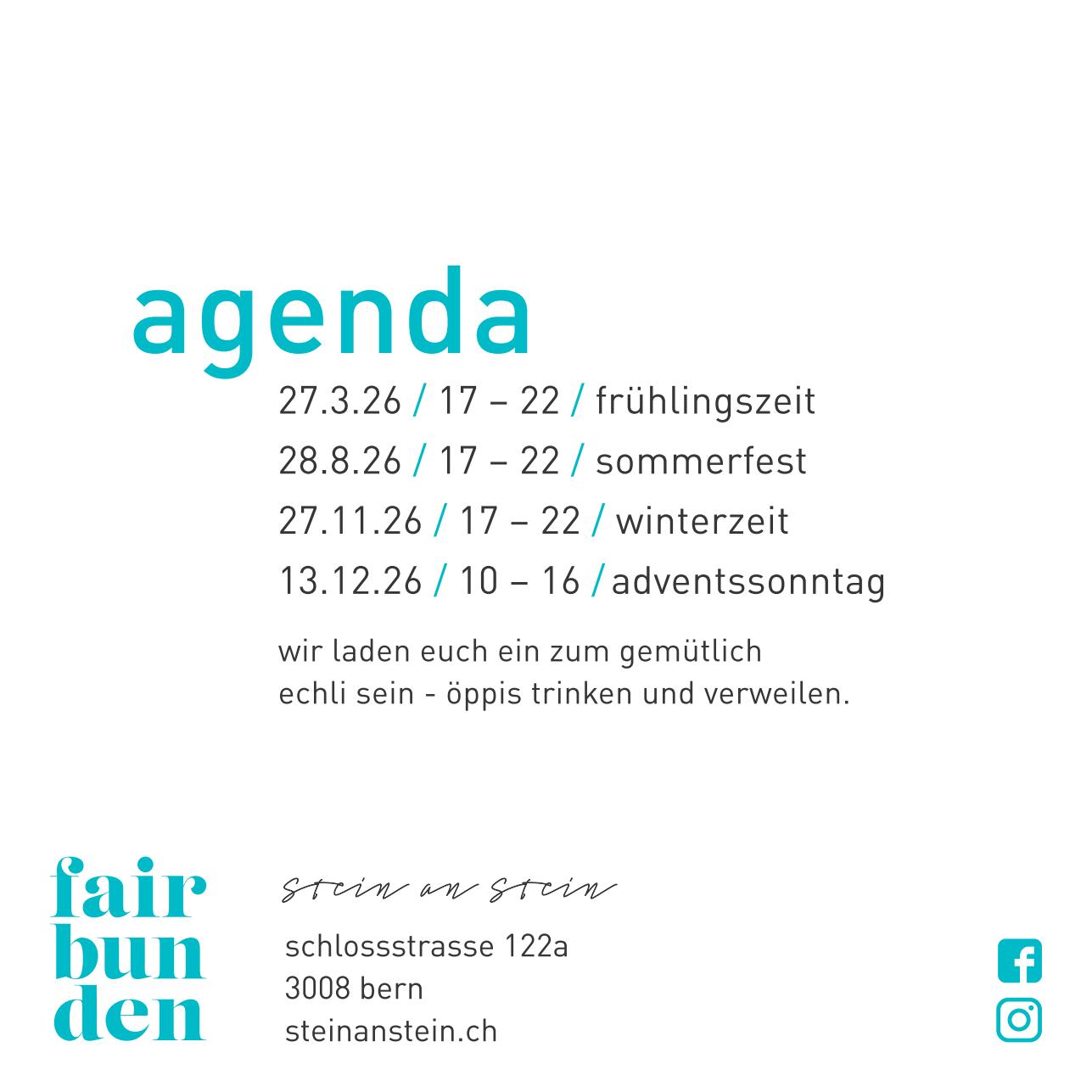 unsere agenda für dieses jahr🎊
wir haben einiges vor und freuen uns darauf euch zu sehen😊
#fairbunden #madeinbern #steinanstein #fairfashion #bern #events