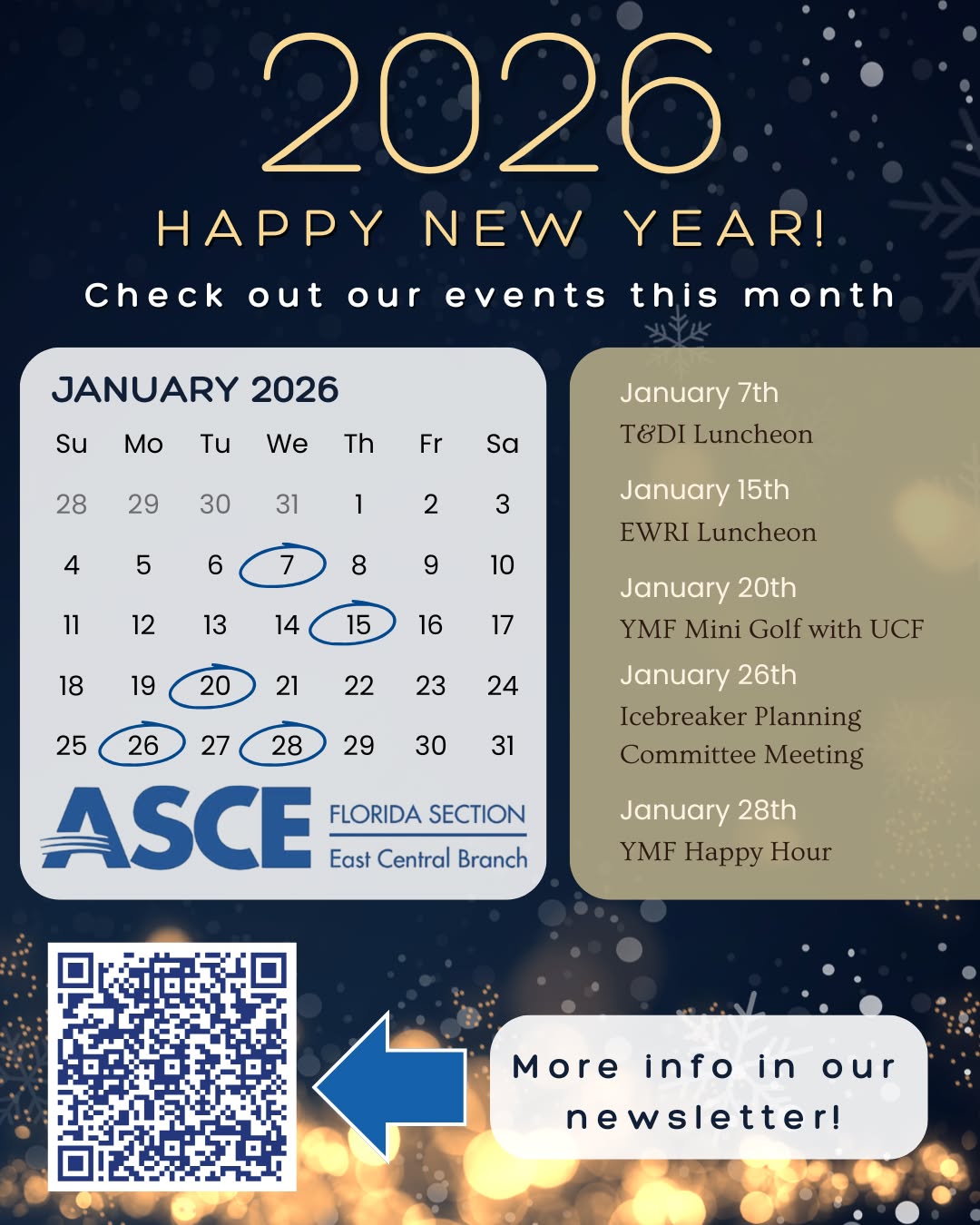 Happy New Year ECB! We are kicking off the year with several great events. Keep an eye out for even more fun in February, including a busy E-Week. #asce #asceecb