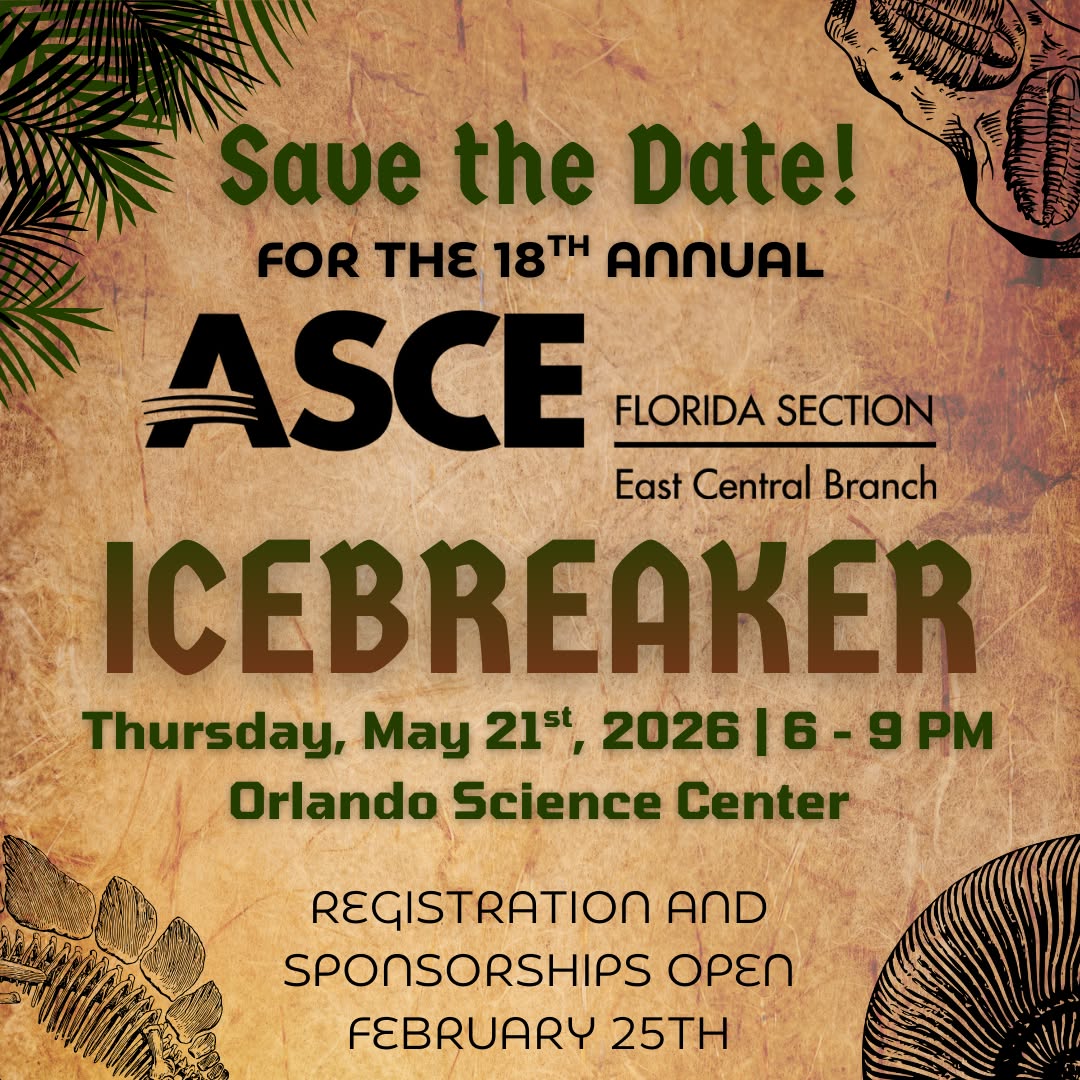 Save the date for the 18th Annual East Central Branch Icebreaker! Join us for a night of fun and networking at the Orlando Science Center.
Interested in getting more involved? We are looking for a few new members for the planning committee. Volunteers get free registration and extra perks! Contact aebaugh@gecfla.com before our first meeting on January 26th.