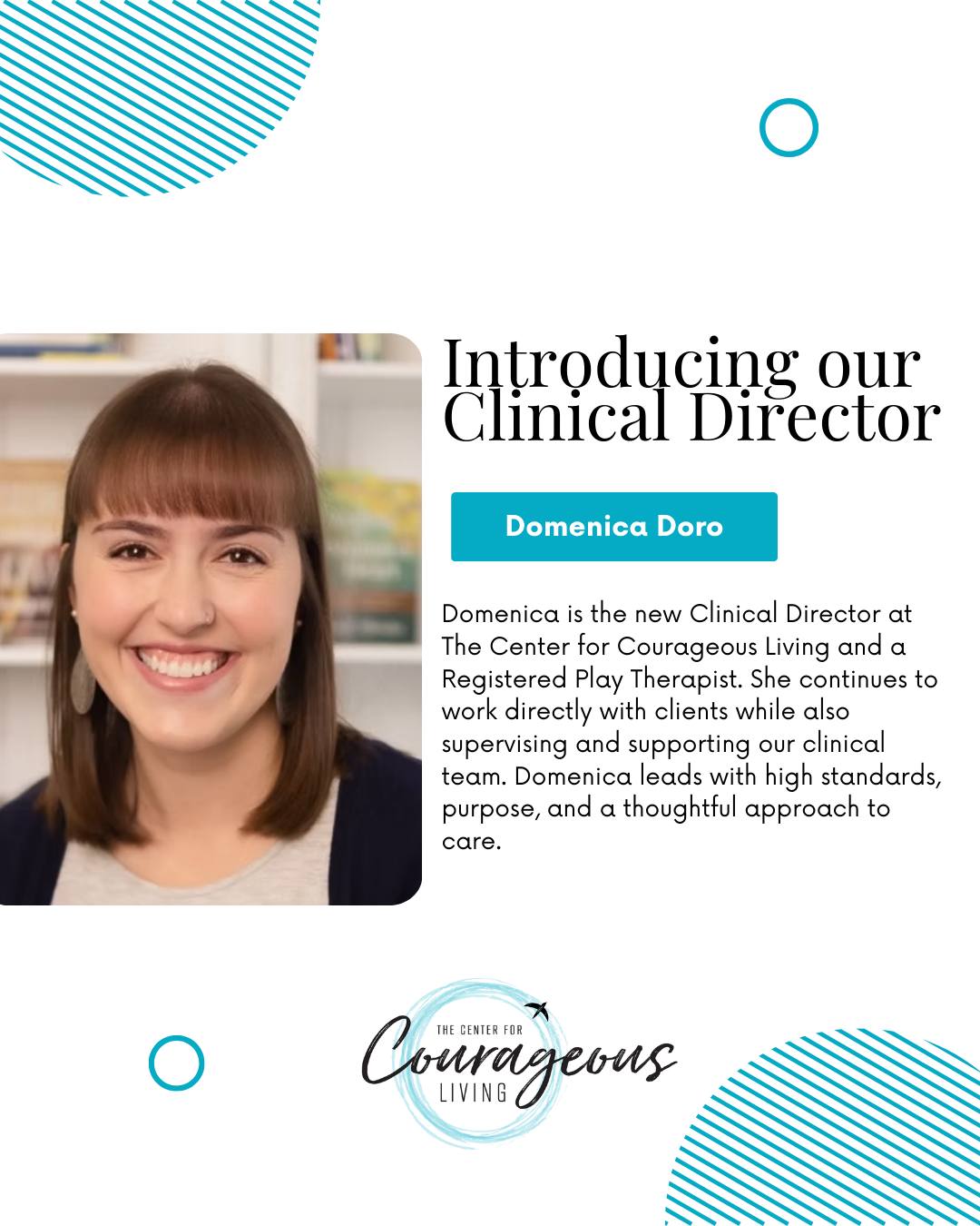 We are proud to announce Domenica as the new Clinical Director at The Center for Courageous Living. 🤍
In this role, Domenica brings a strong clinical foundation, thoughtful leadership, and a clear vision for excellence in care. As a Registered Play Therapist, she continues to work directly with clients while also supervising, mentoring, and supporting our clinical team. Her leadership reflects high standards, intentional growth, and a deep commitment to both client outcomes and clinician development.
Domenica is known for her humility, kindness, and bright presence, paired with a purposeful and driven approach to her work. We are grateful for the way she leads with integrity and care, and we are excited for the continued growth of our practice under her clinical direction.
If you’re interested in learning more about The Center for Courageous Living or finding the best therapist to support you or your family, our team is here to help.
📞 815-707-4806
📧 gia@centerforcourage.com
🌐 centerforcourage.com
📍Crystal Lake, Illinois.
#ClinicalDirector #TherapyLeadership #RegisteredPlayTherapist
#PlayTherapy #ChildTherapy #MentalHealthProfessionals
#TheCenterForCourageousLiving #TherapyTeam #ClinicalExcellence
#CrystalLakeIL #McHenryCountyIL