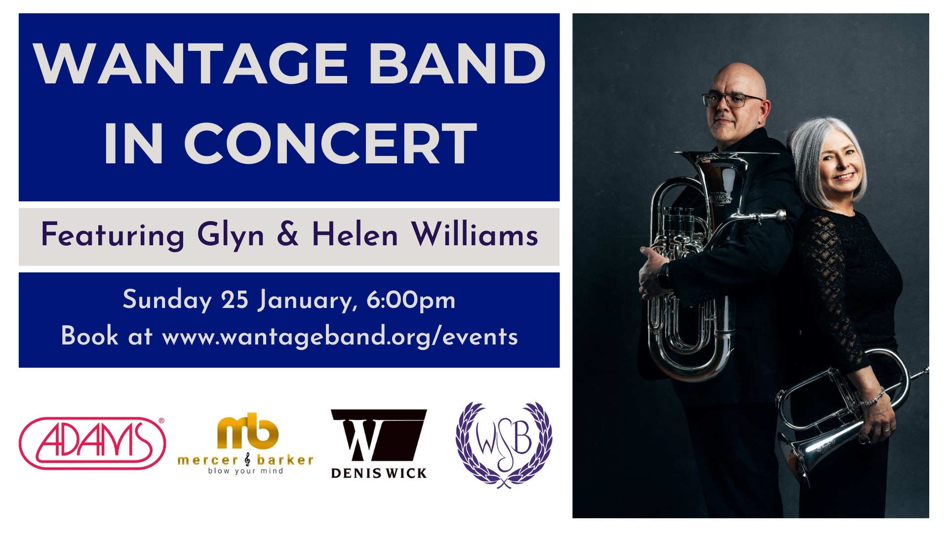 Finishing touches applied this evening! ๐ถ
Here is our programme reveal for Wantage Band in Concert with Guest Soloists Glyn & Helen Williams, next Sunday at 6:00pm:
First Half:
Where Eagles Sing - Paul Lovatt-Cooper
*The Children of Sanchez - Chuck Mangione arr. Reid Gilje
*Myfanwy - Joseph Parry arr. Denzil Stephens
Hoedown from โRodeoโ - Aaron Copland arr. Howard Snell
They Shall Come From The East - Kevin Larsson
Walk Like An Egyptian - Liam Sternberg arr. Philip Harper
Lorva Horovel from โArmenian Dancesโ - Alfred Reed arr. Chris King
Second Half:
Valero - James Swearingen arr. Sandy Smith
*Love Eternal - Jarrod Cooper arr. Gavin Lamplough
*Grandfatherโs Clock - Traditional arr. George Doughty
Youโll Never Walk Alone - Richard Rodgers arr. Howard Snell
Shut Up and Dance - Walk The Moon arr. Esme Harper
*Meditation from โThe Triumph Of Timeโ - Peter Graham
Excerpts from โThe Firebirdโ - Igor Stravinsky arr. Ray Farr
*Features Guest Soloists Glyn and/or Helen Williams
Remember, there are plenty of ways YOU can be involved with the day! As well as being inspired by hearing Glyn and Helen in concert, you can take part in the Brass Band Workshop and/or listen to the Brass Soloist Masterclass. Here is a quick summary of the day:
Brass Band Workshop
๐ 10:30am
๐Wantage Silver Band, OX12 8FR
๐ซ ยฃ5.00
Brass Soloist Masterclass
๐ 1:30pm
๐Wantage Silver Band, OX12 8FR
๐ซ FREE
Wantage Band in Concert with Glyn and Helen Williams
๐ 6:00pm
๐Wantage Parish Church of St Peter & St Paul, OX12 8AJ
๐ซ ยฃ12.00 | ยฃ10.00 | ยฃ5.00
Tickets for all three events can be booked at www.wantageband.org/events
#Wantage #Oxfordshire #Weekend #Guests #Euphonium #FlugelHorn #LiveMusic #Concert #Masterclass #Workshop #ComeJoinUs
