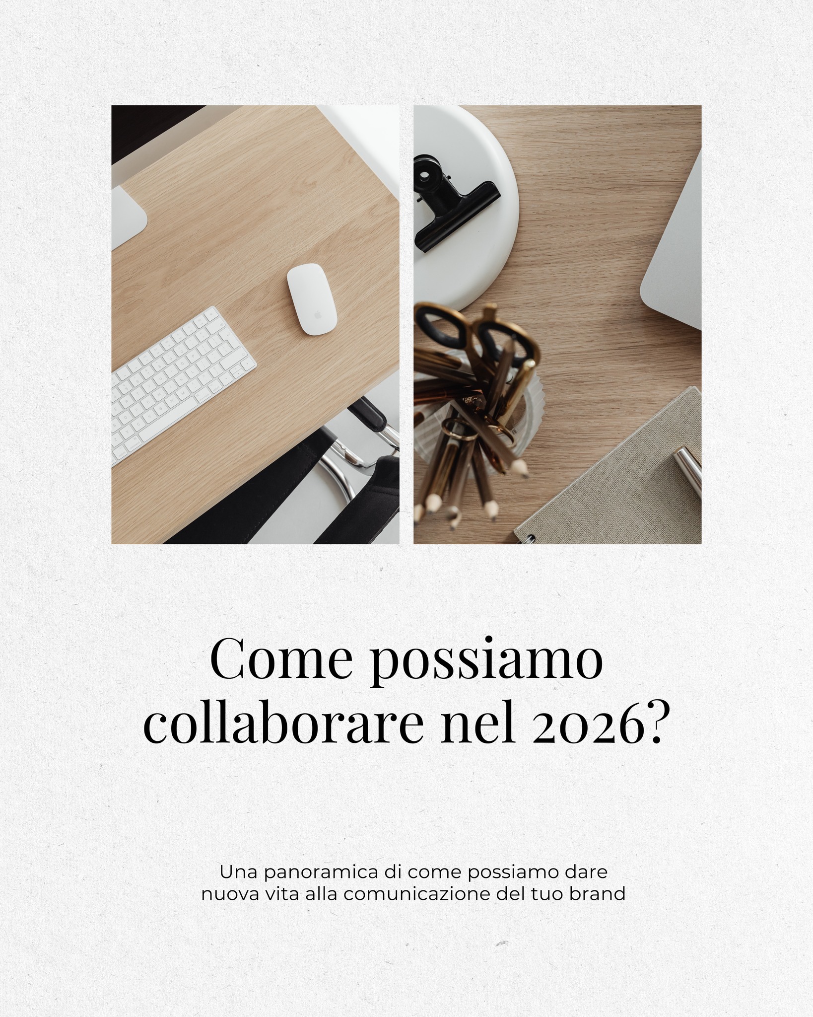 Se il tuo obiettivo per il 2026 è iniziare a lavorare in modo più consapevole alla comunicazione del tuo brand, questo post è per te.
In Beige affianchiamo realtà che vogliono dare coerenza alla propria immagine e costruire una presenza che rispecchi davvero ciò che sono.
☕️ Cosa possiamo fare insieme
– Brand Design
– Web Design
– Gestione Social
– Creazione di contenuti foto e video
☕️ Come lavoriamo
Crediamo in un approccio sartoriale, senza stress e senza soluzioni standard. Ogni progetto nasce dall’ascolto, cresce con il dialogo e prende forma nel tempo.
☕️ Da dove si parte:
Se vuoi capire se siamo la scelta giusta per il tuo progetto:
– puoi richiederci la nostra Pricing Guide, con tutte le informazioni sui servizi e sulle modalità di collaborazione
– puoi compilare il form di contatto sul nostro sito o scriverci qui, per prenotare una call conoscitiva gratuita
🤍 Se il 2026 è l’anno giusto per far evolvere il tuo brand, siamo qui.
______
#beigecommunicationlab #communicationdesign #branding #brandyourbusiness #immaginecoordinata #logo