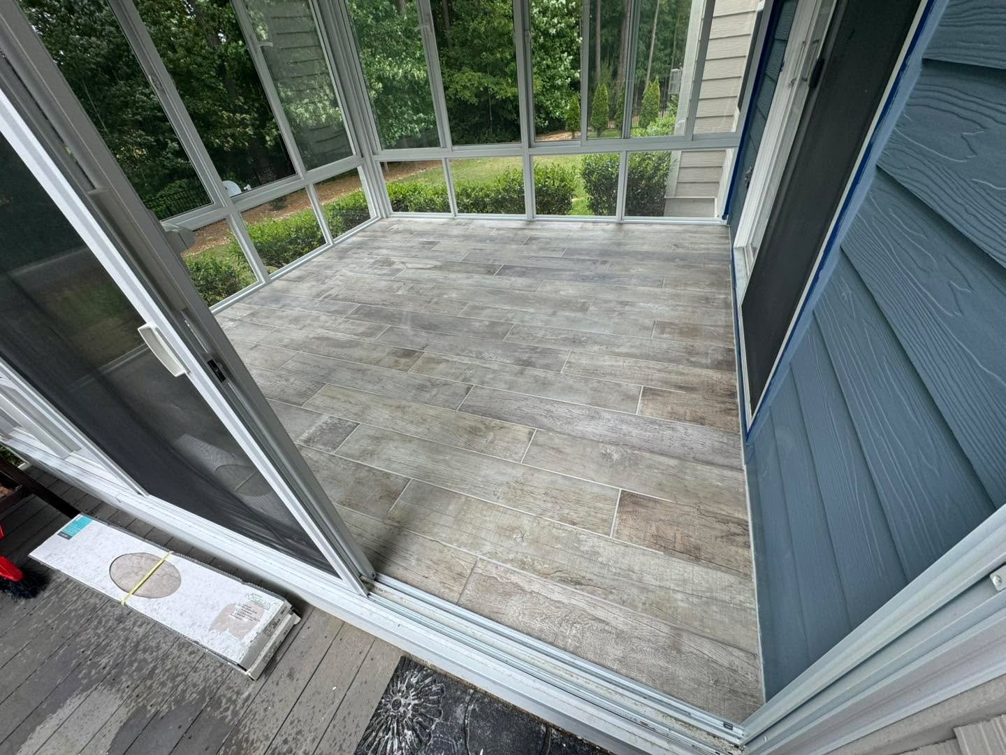🍁Screened Patio Upgrade
A nice transformation on this back patio. Installed a wood-look porcelain plank tile floor that brings the warmth of real wood with the durability needed for an outdoor space.
Clean, solid, and built to last - a simple upgrade that makes the whole patio feel like part of the home.
If your patio or porch needs a refresh, Taskline can help.