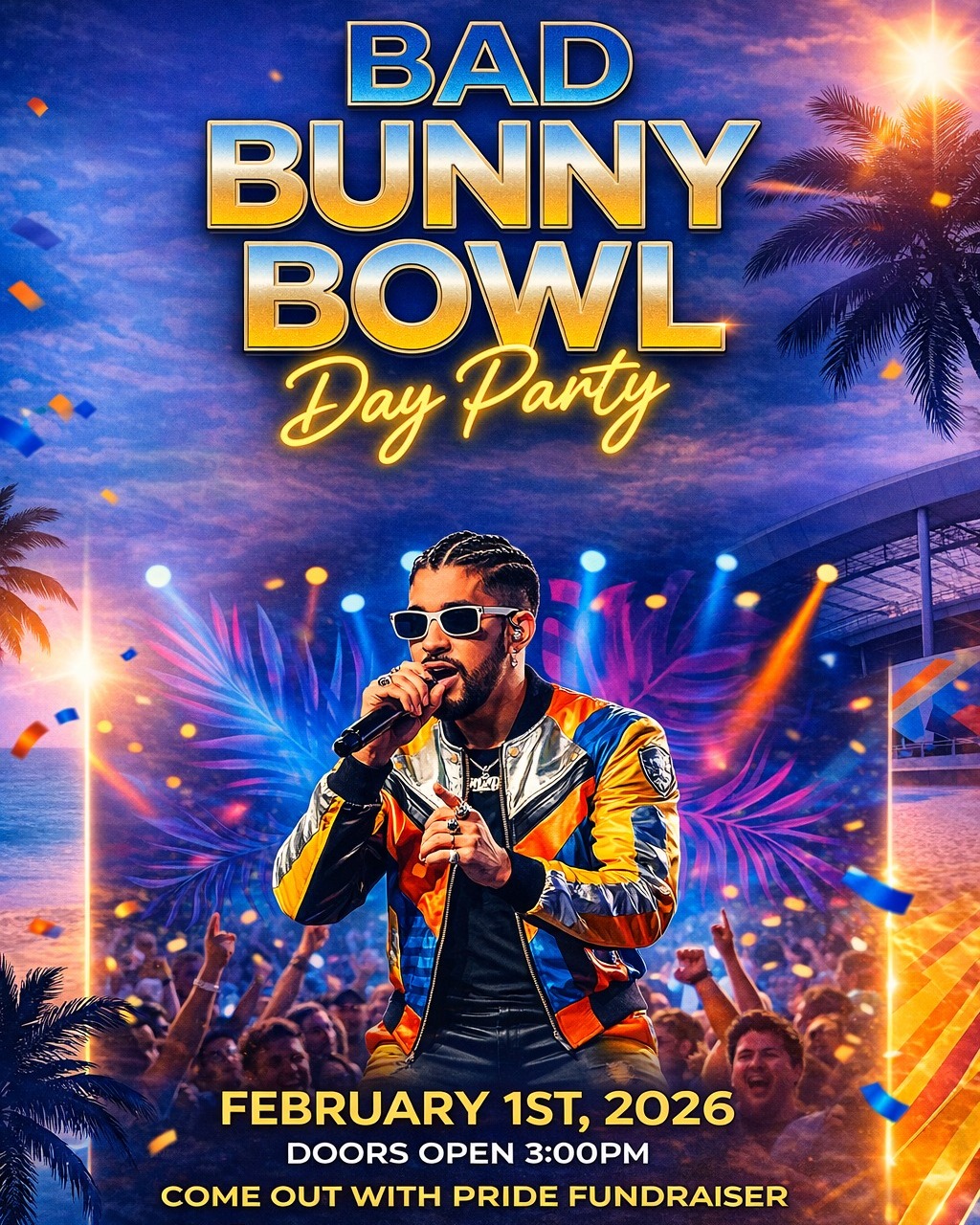 🔥🎶 Bad Bunny Bowl – Day Party 🎶🔥
Presented by Color of Courage Collective
Latin vibes. Queer joy. Day party energy.
Join us February 1, 2026 at Anthem Orlando from 3PM–8PM (doors open at 3PM) for a Bad Bunny–themed day party featuring salsa, merengue, dembow, and nonstop Latin beats.
🎧 DJ Mozed
💃 Live performances by Guerilla Gay Bar
🌈 Fundraiser benefiting Come Out With Pride Orlando
🎟 Early Bird Tickets: $7
⏳ Limited quantity. Limited time.
🚨 Get your tickets ASAP before prices go up --->> https://www.eventeny.com/.../bad-bunny-bowl-day-party-26561
Dance freely. Celebrate loud. Support Pride.
#GOALcfl #Repost @comeoutwithpride