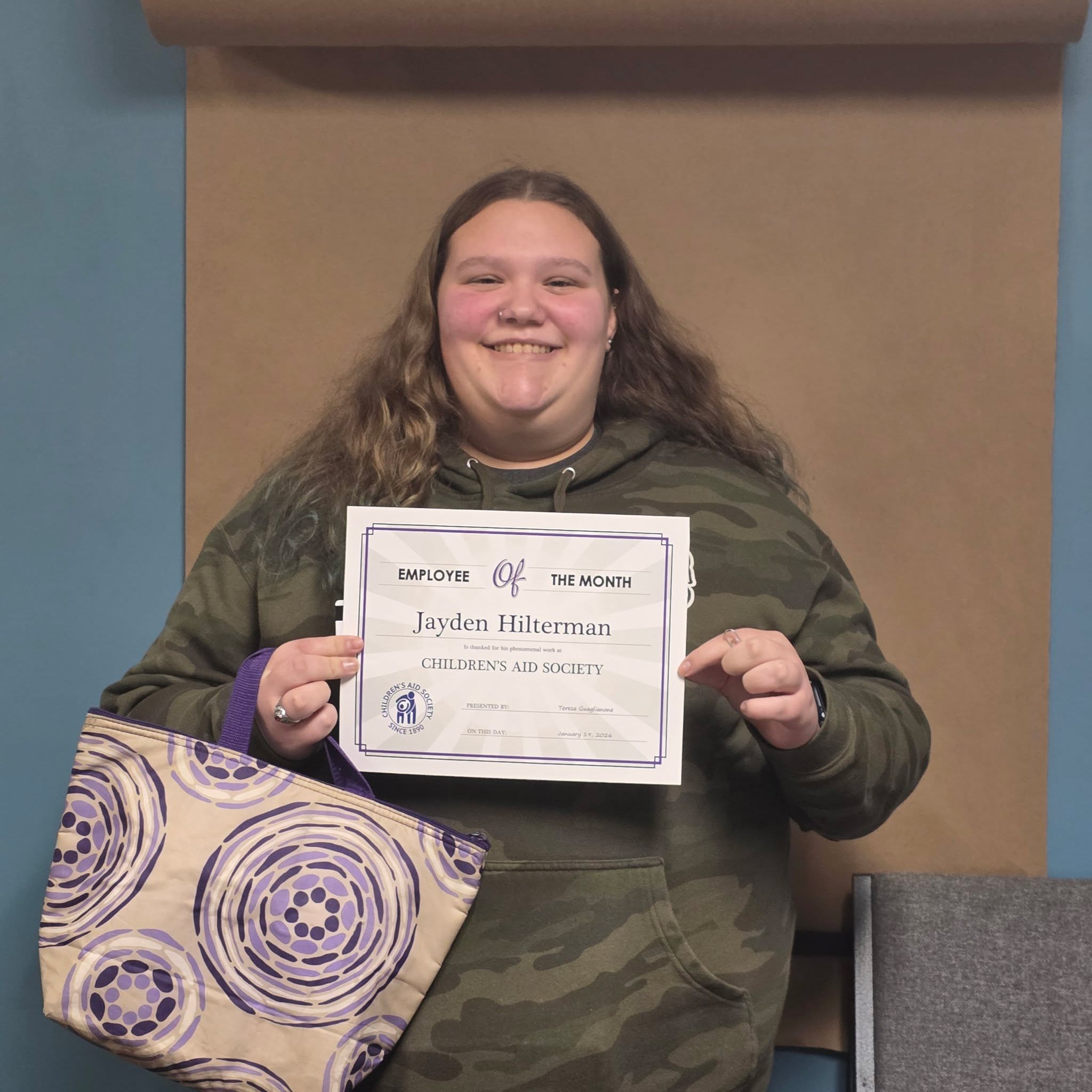 Employee of the Month for January 2026 is Jayden Hilterman.
Jayden has been working really hard over the last couple months and putting in the extra hours to help cover our Toddler classrooms. She has used this time to learn so much about classroom management and the standards that are in place. Jayden has been patient when it comes to being displaced from her own classroom. Thank you, Jayden, for all that you do and you are very appreciated