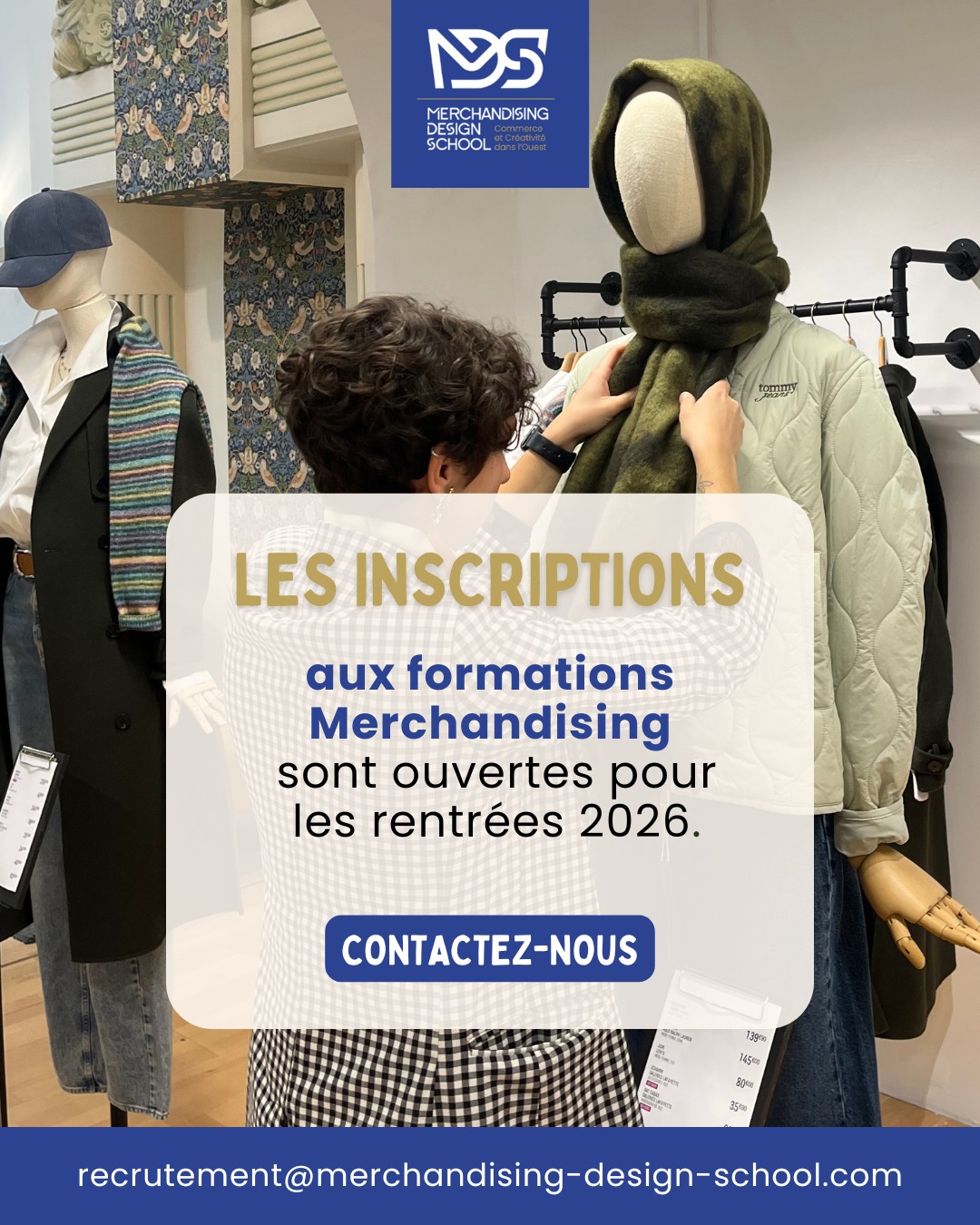 Envie de vous former au métier de Visuel Merchandising ?
Les inscriptions aux formations de la Merchandising Design School sont ouvertes pour la rentrée 2026.👔🛍️
Pendant nos formations, vous développerez les compétences essentielles pour concevoir des projets de visuel merchandising et collaborer avec les professionnels du secteur.
☺️Les formations sont accessibles en continu ou en alternance, selon votre projet professionnel.
Contactez-nous dès maintenant pour obtenir plus d'informations :
📧 recrutement@merchandising-design-school.com
📞 06 26 85 00 22
#formationmerchandising #alternance #rentrée #formationcontinue