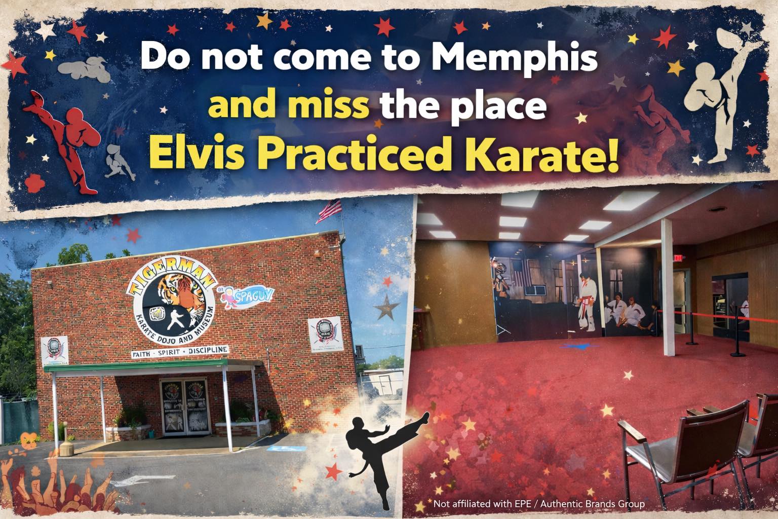 Friends! This weekend we are OPEN Friday, Saturday, and Sunday! 🥋🐯
✅ Important: You must purchase your tickets at least ONE day ahead of time so we can plan accordingly.
Get your tickets here: www.tigermanmuseum.com
📍If you’re in Memphis visiting Graceland, don’t miss this — we’re only 1 mile from Graceland, so come complete your Elvis experience!
⚠️ Weather Note: They’re calling for a possible snowstorm on Saturday, so please keep that in mind — if we do get a snowstorm, we will NOT be able to be there/open that day. Stay safe and check conditions before coming!
#TigerManKarateDojo #TigerManMuseum #ElvisKarate #ElvisHistory #MemphisTennessee #MemphisTourism #ElvisFans #KangRhee #PasaryuKarate #Graceland #GracelandTrip #NearGraceland #MemphisWeekend #ThingsToDoInMemphis #MuseumVisit #HistoricMemphis #TennesseeWeather #Snowstorm #StaySafe #SupportLocalMuseums #PlanAhead #ElvisExperience