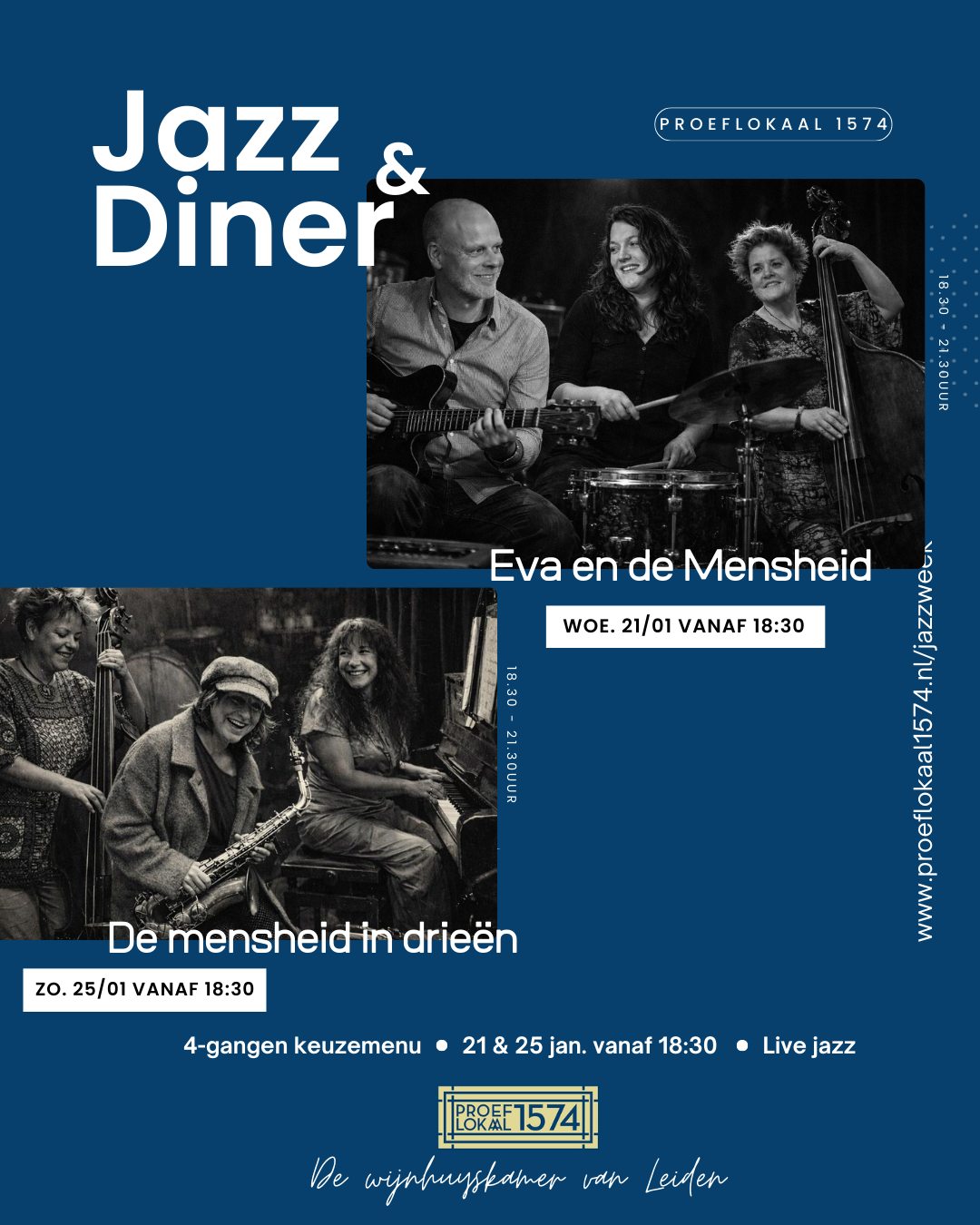Het is bijna zover… Jazzweek staat voor de deur!
Vanaf woensdag hangt Proeflokaal 1574 helemaal in jazzsferen. Live muziek, goede wijn en een 4-gangen Jazz & Diner in onze wijnkamer.
👉 Woensdag 21 januari zijn er nog maar enkele tafels beschikbaar voor Jazz & Diner met Eva en de Mensheid.
👉 Zondag 25 januari is er gelukkig nog wat meer ruimte om aan te schuiven bij De Mensheid in Drieën.
Laat je avond begeleiden door live jazz, terwijl wij zorgen voor het diner en de wijn.
🎶🍷
Reserveren kan via de link in bio, wees er op tijd bij!