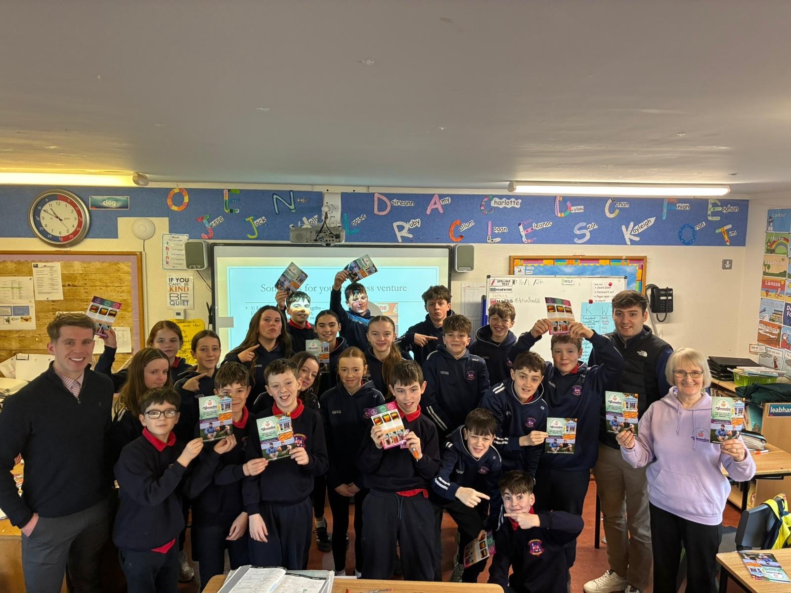 A huge thank you to Jack, Cathal and Marie,from the Smooday Company,who came to talk to 5th and 6 th classes, about all things business and their fabulous smoothie company! We learned lots and they gave us great tips for starting our own Junior Entrepreneur Company.#localbusines #Smooday