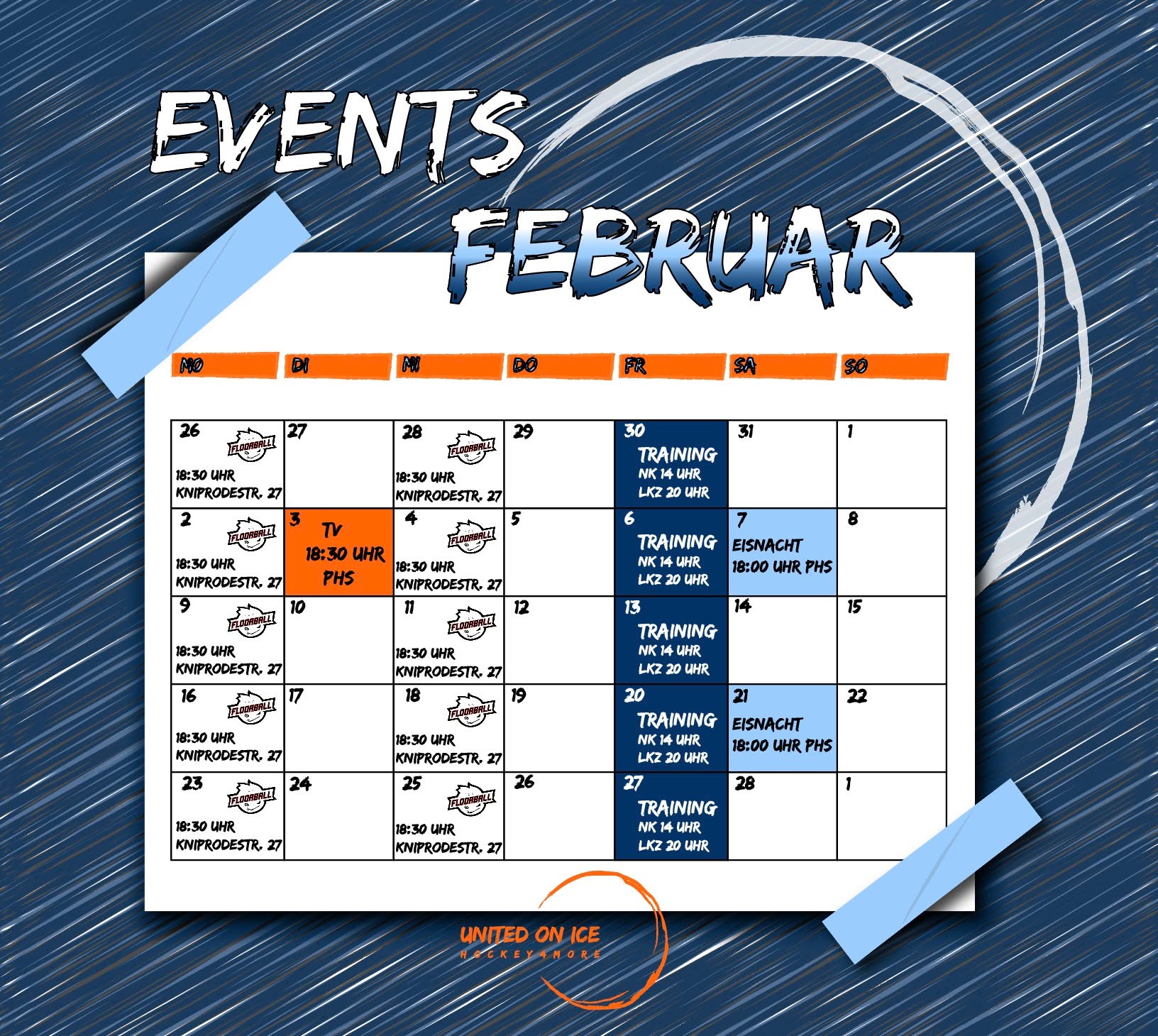 Neue Monatsübersicht für eure Kalender. Wir haben viele Trainingseinheiten und zwei Eisnächte, wir freuen uns!
#teamunitedonice #fürdiewertedeslebens #monatsübersicht