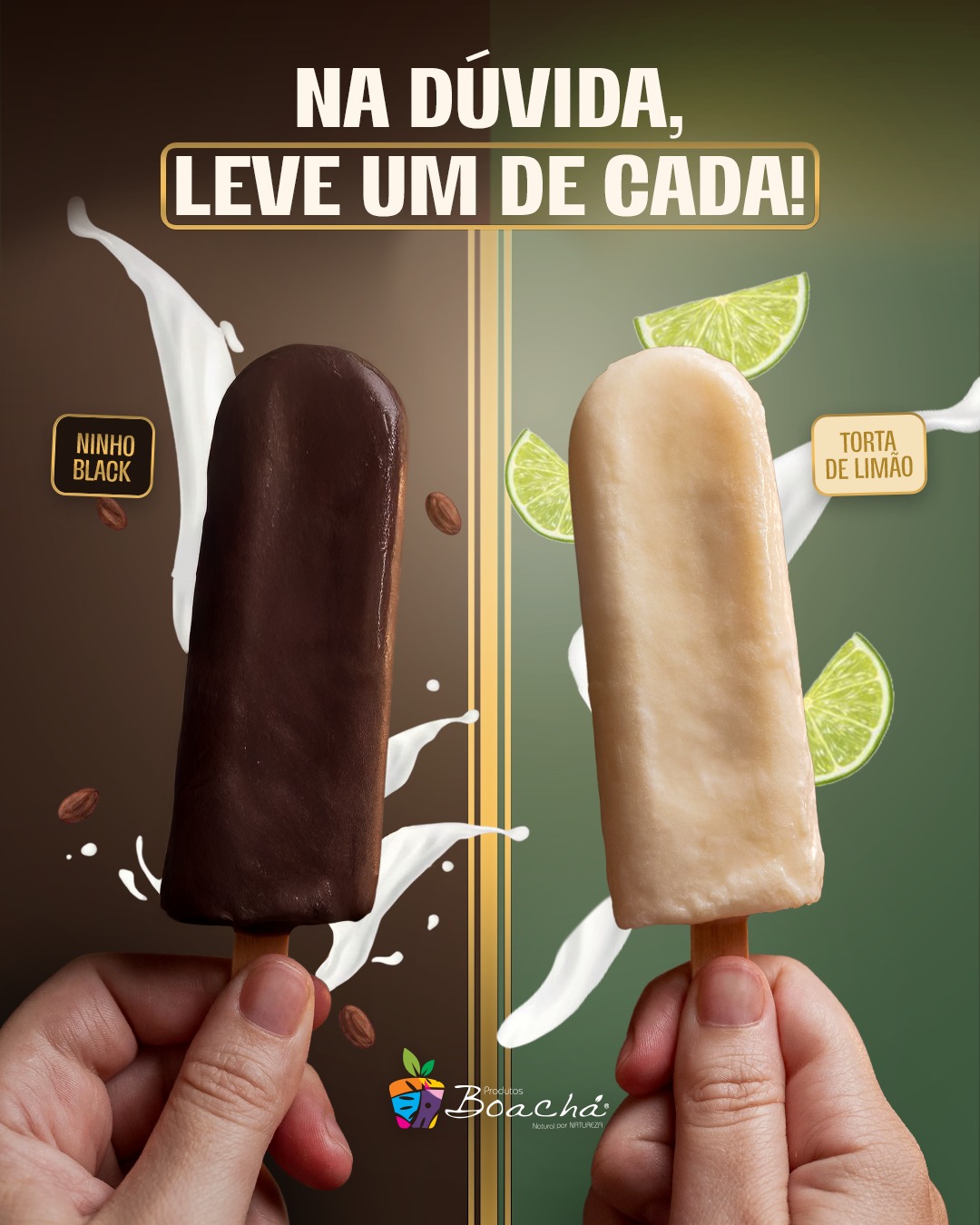 As vezes as opções são tão boas, que é melhor levar um de cada! 😜
#ProdutosBoachá #Boachá #NaturalPorNatureza #Picolé