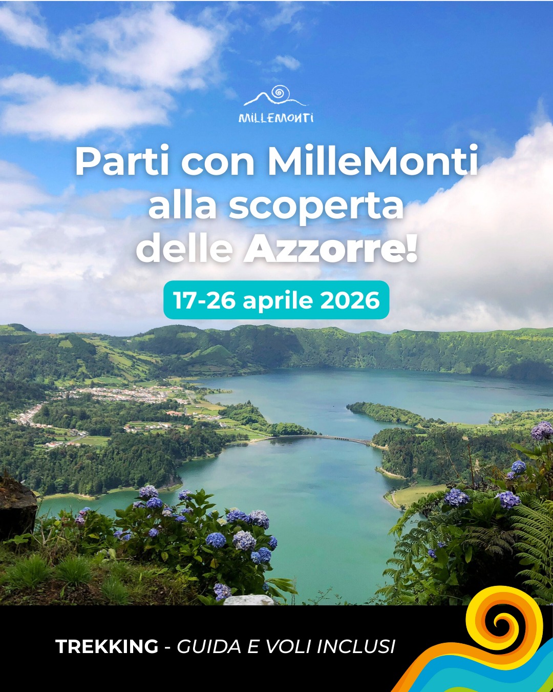 ALLE AZZORRE CON MILLEMONTI?🚶♂️ 10 giorni di trekking e meraviglie, accompagnati da una GUIDA MilleMonti PROFESSIONISTA, alla scoperta di 3 isole straordinarie:
🍃 São Miguel
Laghi vulcanici, caldere monumentali, foreste verdissime e piantagioni di tè che guardano l’oceano.
🌋 Pico
Colate laviche, vigneti patrimonio UNESCO e l’imponente vulcano che domina l’isola, con possibilità di salita in vetta.
🌄 São Jorge
Sentieri panoramici, crinali sospesi sull’Atlantico e le iconiche fajãs, terrazze naturali dove terra e mare si incontrano.
✨ La partenza è quasi confermata, manchi solo tu!
👉 Scopri il programma completo su www.millemonti.it e unisciti al gruppo!
🌐 www.millemonti.it
#millemonti #outdoors #viaggiare #viaggi #viaggio #vacanza #vacanze #viaggiotrekking #vacanzedigruppo #viaggiodigruppo #azzorreisland #portogallo
@sportlandweb_ @kayland_official @rockexperienceofficial @guidealpinelombardia @guidealpine_italiane