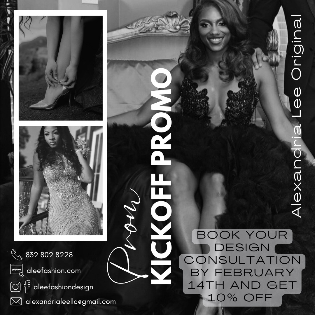Prom Kickoff Promo!!!
Book your design consultation by February 14th and get 10% off your prom dress.