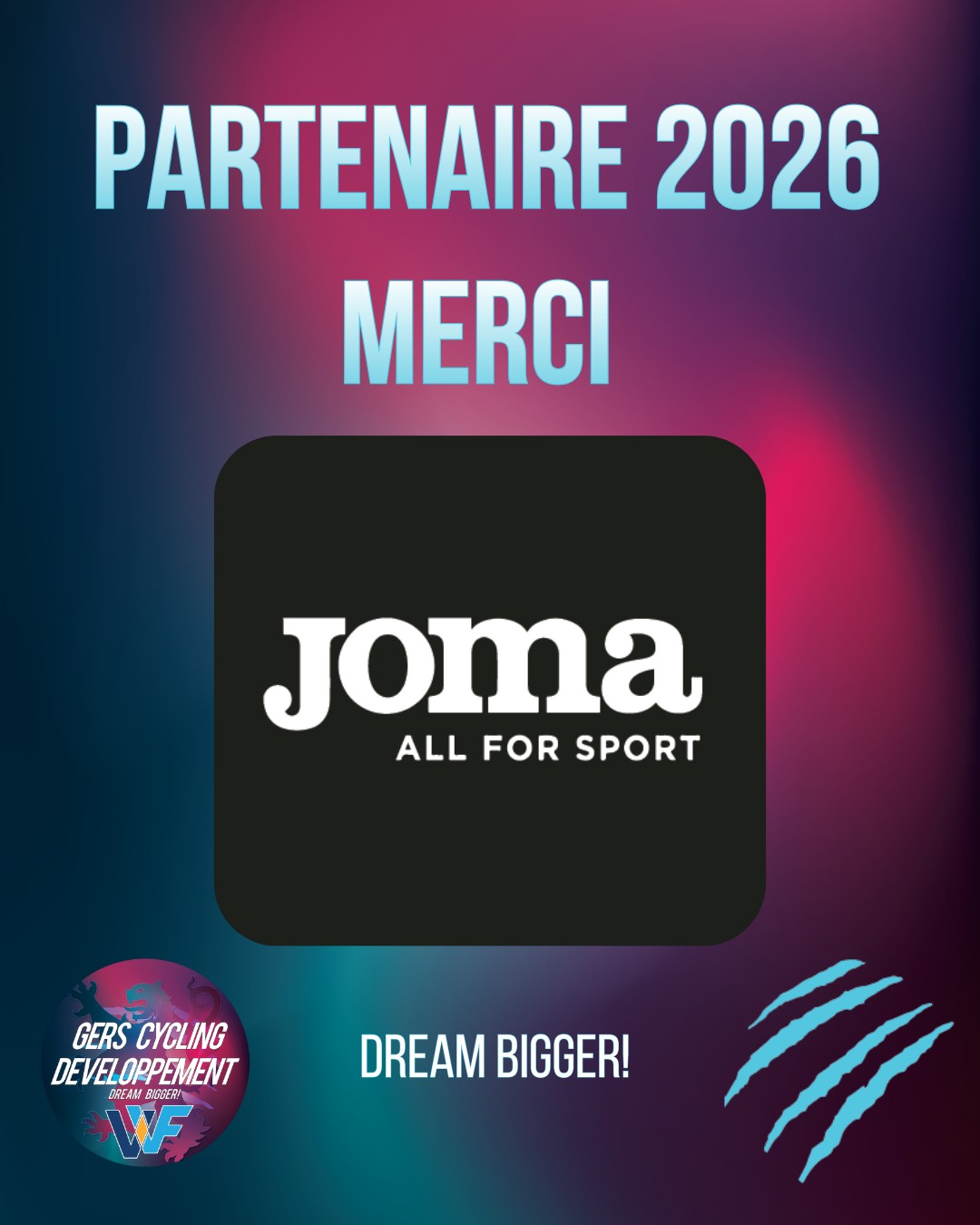 🔹 Partenaire textile sportwear du Gers Cycling Développement 🔹
L’identité d’une équipe s’exprime aussi en dehors de la course.
Avec @jomasport , le Gers Cycling Développement s’appuie sur un partenaire dédié aux textiles avant et après course, ainsi qu’au sportwear du quotidien.
Tenues d’échauffement, de récupération et de représentation : JOMA Sport accompagne les coureurs du GCD dans tous les moments qui entourent la compétition.
🤝 Fiers de compter JOMA Sport parmi les partenaires du GCD.
Rêvons plus grand, ensemble 🚴♂️✨