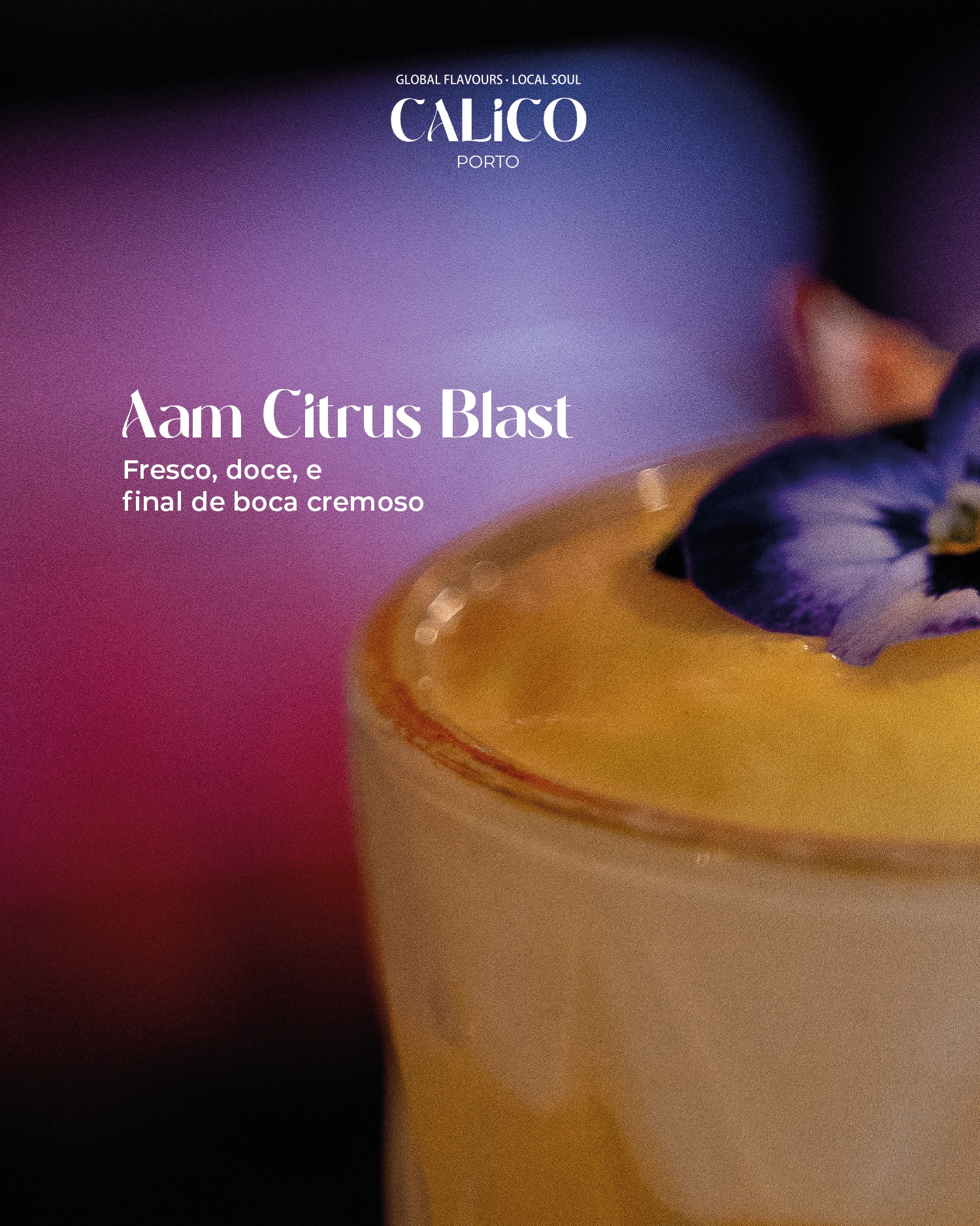 Neste sábado, venha desfrutar de um Aam Citrus Blast no Calico.
A noite conta com Afonso no violino e DJ Dani Rivera, criando o ambiente perfeito para jantar, brindar e aproveitar boa música.
Vai ficar em casa fazendo o quê? Faça já a sua reserva e venha viver o sábado connosco.
Estamos na Rua da Meditação, 70 – Porto.
#calicoporto #bar #gastronomia #restaurante #porto