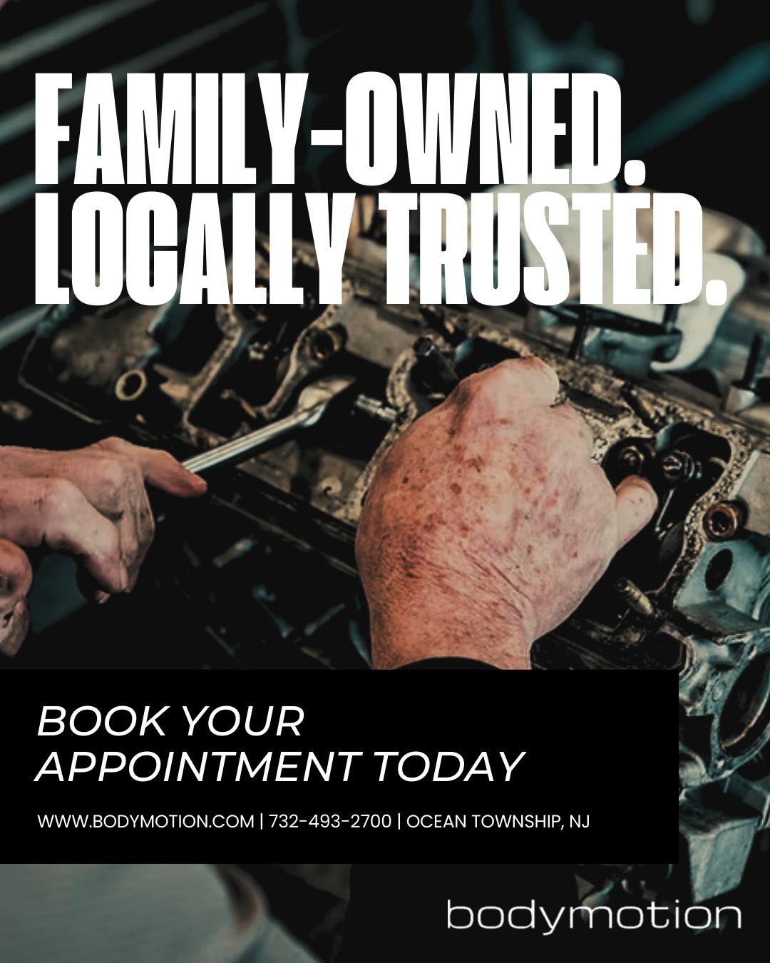 Providing great service year after year! 🚗✨ Trust Bodymotion for all your vehicle needs. Book your appointment today and experience the difference! 💪
We’re in motion to keep you in motion 🧑🔧
www.bodymotion.com | 732-493-2700
#Bodymotion #40YearsOfService #AutoCare #collisionrepair #monmouthnj #newjerseybusiness #customerservice #autobody #autorepair #bodyshopnearme #autobodyshopnearme #autorepairshopsnearme