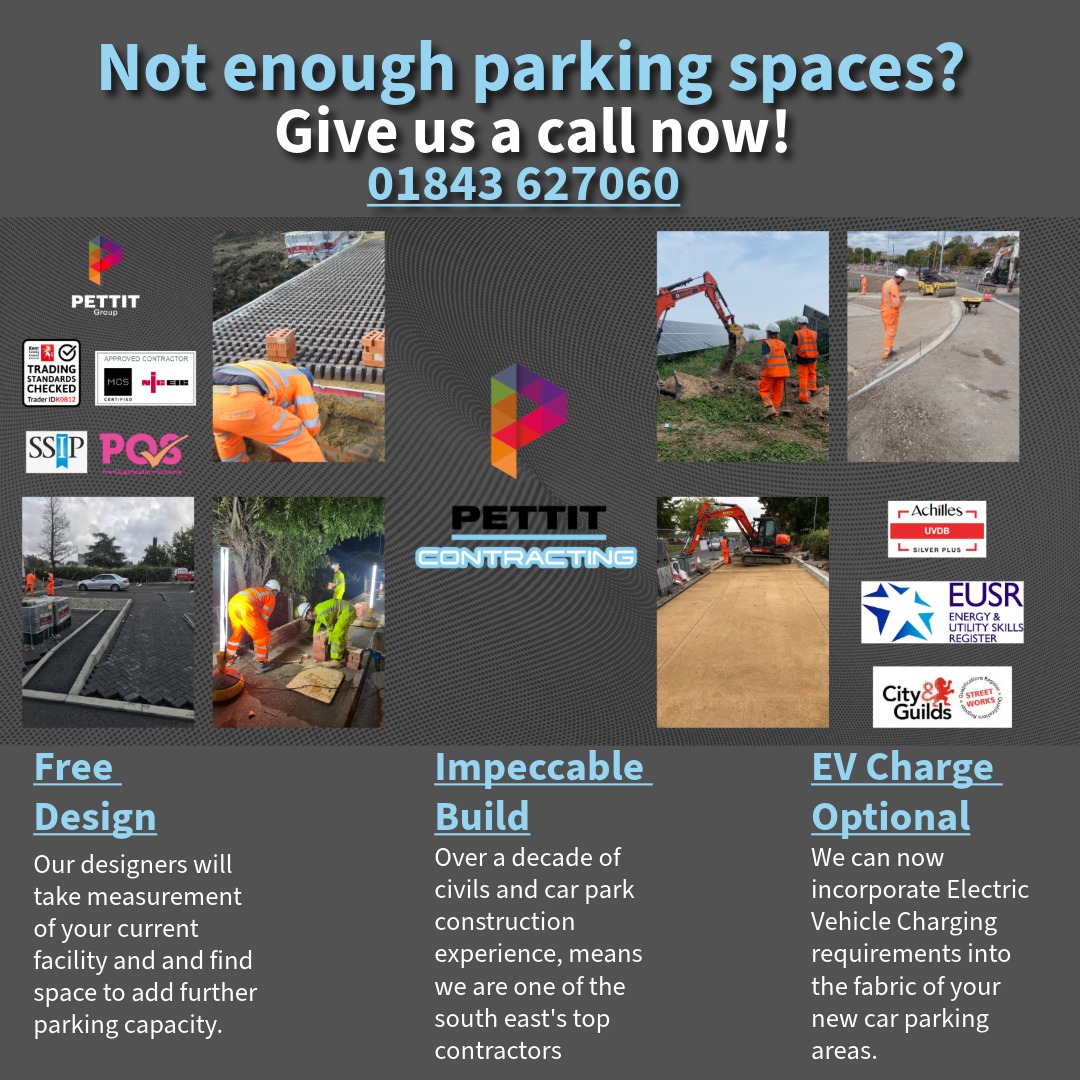 Elevate your parking experience with Pettit Contracting!
Expert car park installations that transform spaces and boost convenience.
Contact us today on 01843 627060
#car #carpark #EV #Civils #pettitcontracting