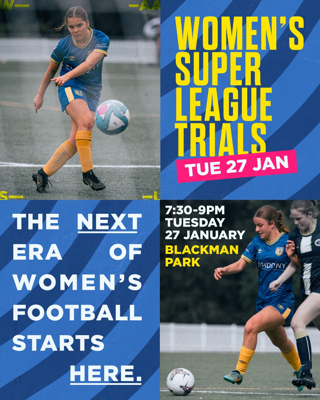 LCFC WOMEN’S SUPER LEAGUE TRIALS
The next era of women’s football starts here.
Lane Cove FC is proud to compete in the new Women’s Super League, launching in 2026 as part of the Northern Suburbs Football and North West Sydney Football joint competition. A higher standard, stronger competition, and a clear pathway for ambitious players.
⚽ Trials
📅 Tue 27 January
⏰ 7:30–9:00pm
📍 Blackman Park, Lane Cove West
📩 Book your spot: womens@lcfc.com.au
🔵🟡⚽️💪🟡🔵
#AnyOneCanPlay #LaneCoveFC
#LaneCove #inthecove #NSFA #footballnsw #footballaustralia #football #soccer #footballislife #footballculture #footballlife #90years
#LCFC #LCFCWomen #WomensSuperLeague #WomensFootball #FootballNSW #PlayFootball