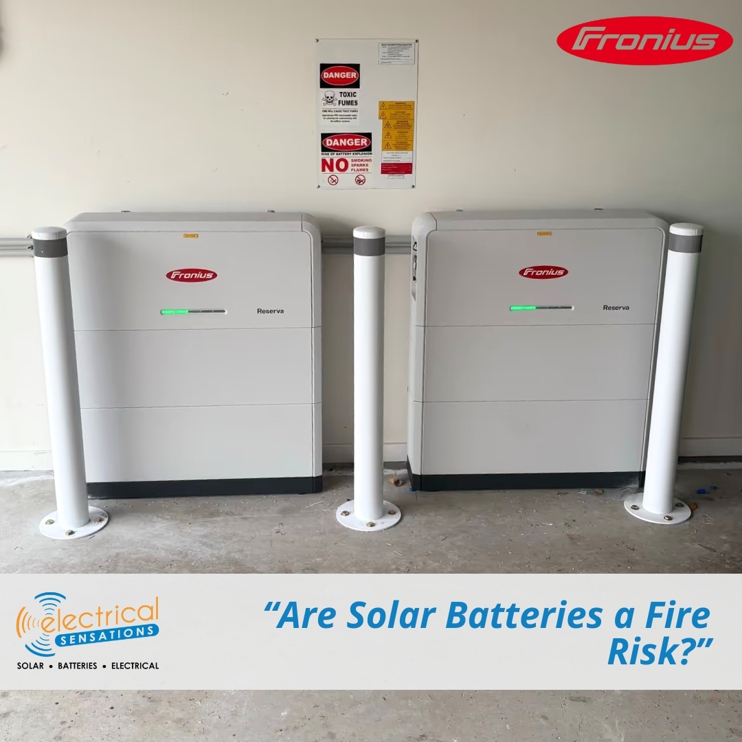 "Are solar batteries a fire risk?” Let’s talk about it 👇
Short answer: Not when installed correctly.
Long Answer: Battery safety isn’t about luck, it’s about doing things properly. If you’re weighing up whether a home battery is safe, these are the things that actually matter:
✅ Using certified products installed by licensed professionals. This also means making sure the installation has the right safety equipment in place - things like bollards to protect the battery from accidental knocks or the classic “I swear I wasn’t that close to the wall” moment in the garage.
🛠 Avoiding DIY or unlicensed installs. Most incidents come from cutting corners, not from the batteries themselves.
🏆 Choosing reputable brands with proven safety records.
A safe battery system isn’t complicated. It’s just done properly, by people who know what they’re doing (and please don’t let Uncle Kev “have a crack at it”.... 😜).