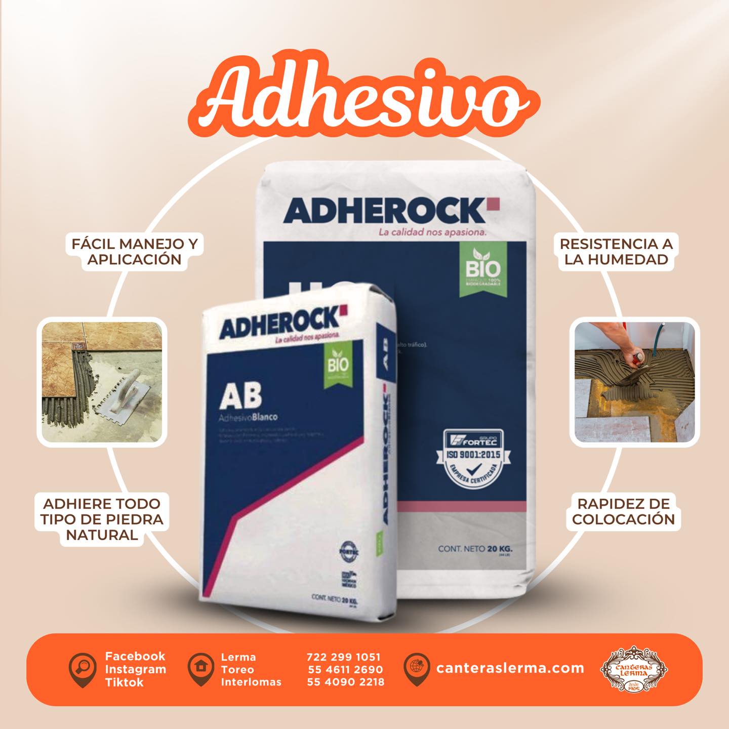 ¿Vas a instalar piedra natural? No improvises. 🏠
En Canteras Lerma tenemos adhesivos especializados para cantera, mármol y recinto, ideales para muros, pisos y fachadas. 🧡
Más agarre. Más durabilidad. Mejores resultados.
#CanterasLerma #Adhesivos #PiedraNatural #Construcción #Remodelación #Arquitectos #Diseñadores #ObraCivil #Acabados
