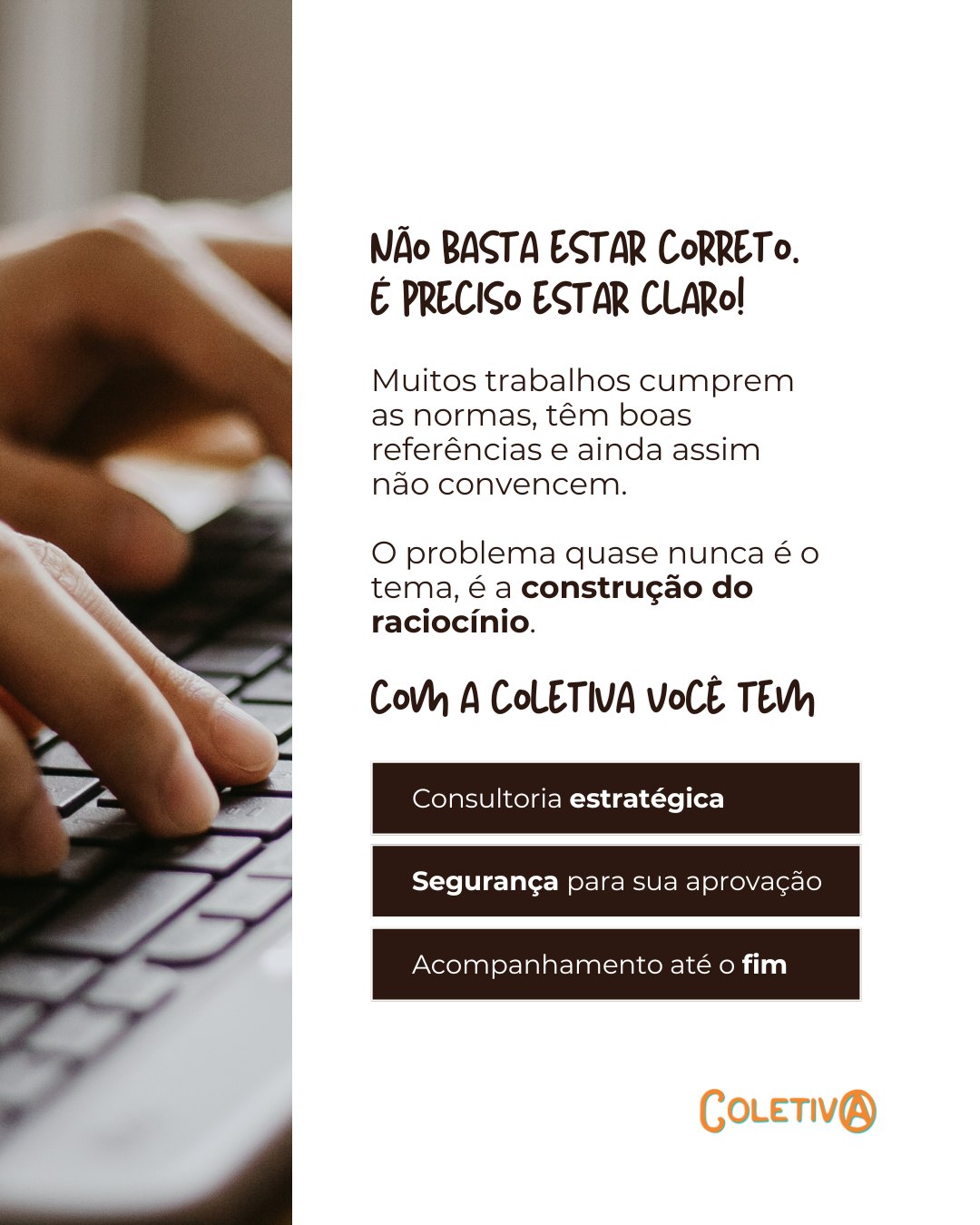 Você sabia que um bom trabalho acadêmico vai além das normas?
O segredo está em como você organiza suas ideias e as transmite com clareza. Se a comunicação não for eficiente, até o trabalho perfeito fica difícil de entender.
Vamos alinhar seus raciocínios para impressionar quem mais importa: sua banca! 💭
#ConsultoriaAcadêmica #TCCComSucesso #Coletiva