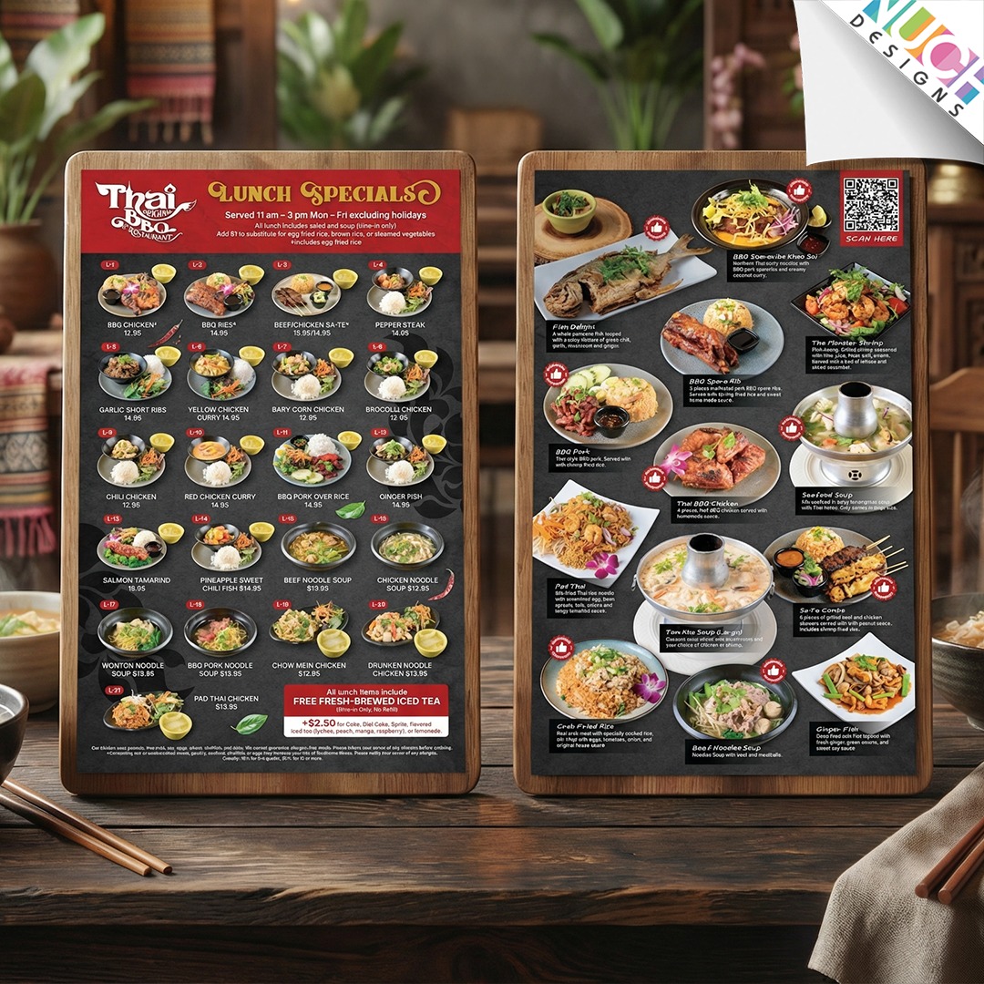 🌟 ผลงานออกเเบบเมนู ของร้าน Thai BBQ, ร้าน Tee-Jay Thai Sushi, ร้าน Krua Khun Rose เเละร้าน Kubo ค่ะ
🌟 Menu Design
บริการออกแบบเมนูแบบครบครัน ทั้ง Dinner Menu, Lunch Menu, To Go Menu, Drink Menu และ Special Menu ด้วยดีไซน์เฉพาะที่ออกแบบมาให้เข้ากับเอกลักษณ์ของแต่ละร้าน พร้อมตัวเลือกหลากหลาย ไม่ว่าจะเป็นขนาด A3, รูปเล่ม Magazine, Bi-Fold, Tri-Fold, ไปจนถึง Menu Board และยังสามารถเลือกขนาดตามความต้องการได้อีกด้วยนะคะ
🌟 Nuch.Designs รับออกแบบเว็บไซต์ ออกแบบเมนูร้านอาหาร ออกแบบโลโก้ และงานกราฟิกทุกชนิด
🌟 สนใจติดต่อสอบถามโดยตรงได้ที่
Contact: 214-663-1239
Line ID: @nuchdesigns
Email: info@nuchdesigns.com
Website: www.nuchdesigns.com
#ร้านอาหารไทยในอเมริกา #นุชดีไซน์ #nuchdesigns #ออกแบบเว็บไซต์ร้านอาหารไทยในอเมริกา #เว็บร้านอาหารไทยในอเมริกา #เว็บไซต์ร้านอาหารไทย #ออกแบบเมนูร้านอาหาร #ออกแบบเว็บร้านอาหาร #เมนูเครื่องดื่ม #SocialMedia #รับดูเเละSocialMedia #รับดูเเละSocialMediaสำหรับคนไทยในอเมริกา