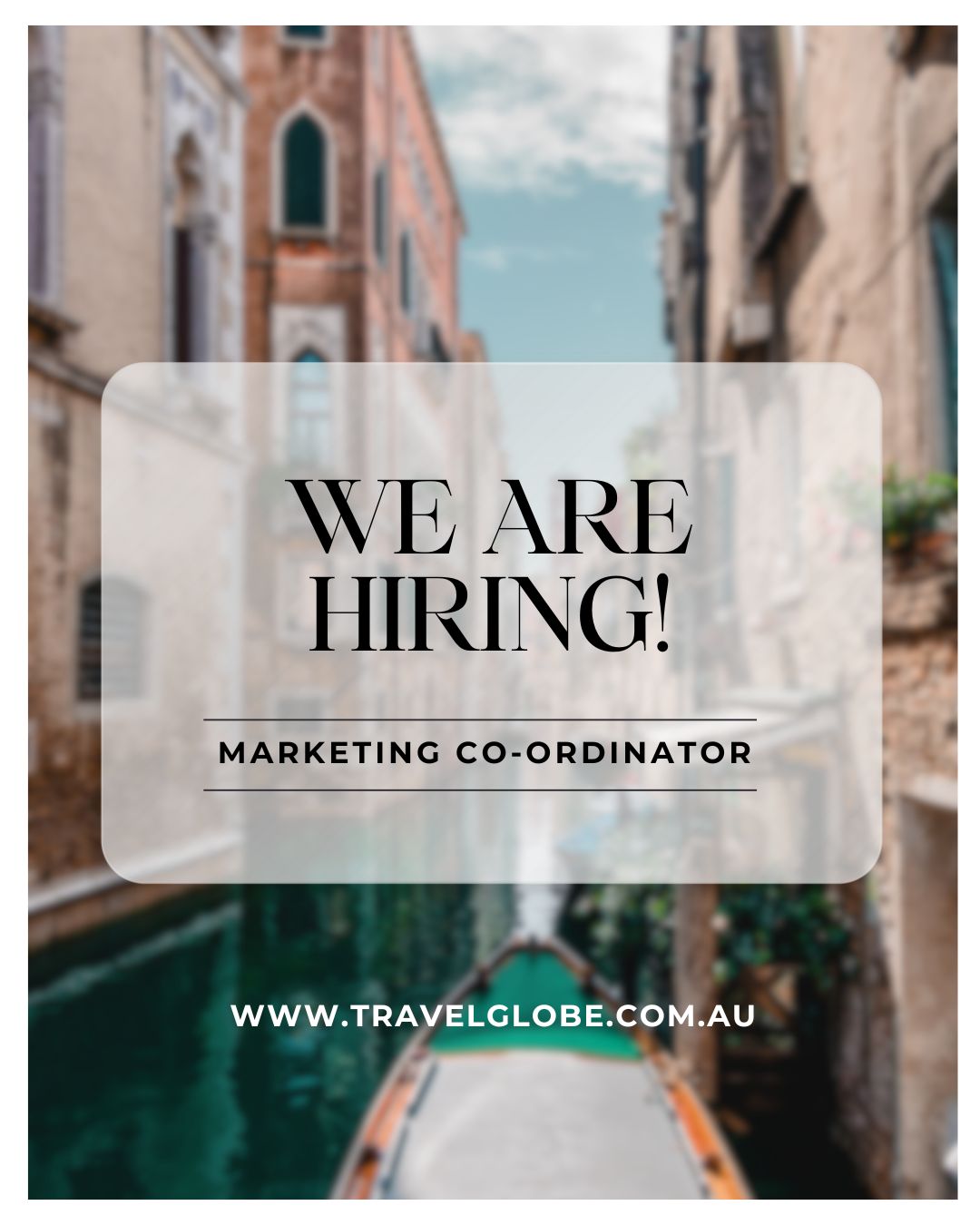 Want to join our incredible team?
We’re on the lookout for a part-time Marketing Coordinator based in Melbourne to help bring our campaigns, content and travel experiences to life. If you love marketing, storytelling and the travel industry, we’d love to hear from you.
Send us a DM to find out more.
#travelglobe #marketingcoordinator #jobopportunity #melbourne #travelindustry #worklifebalance #TravelJobs