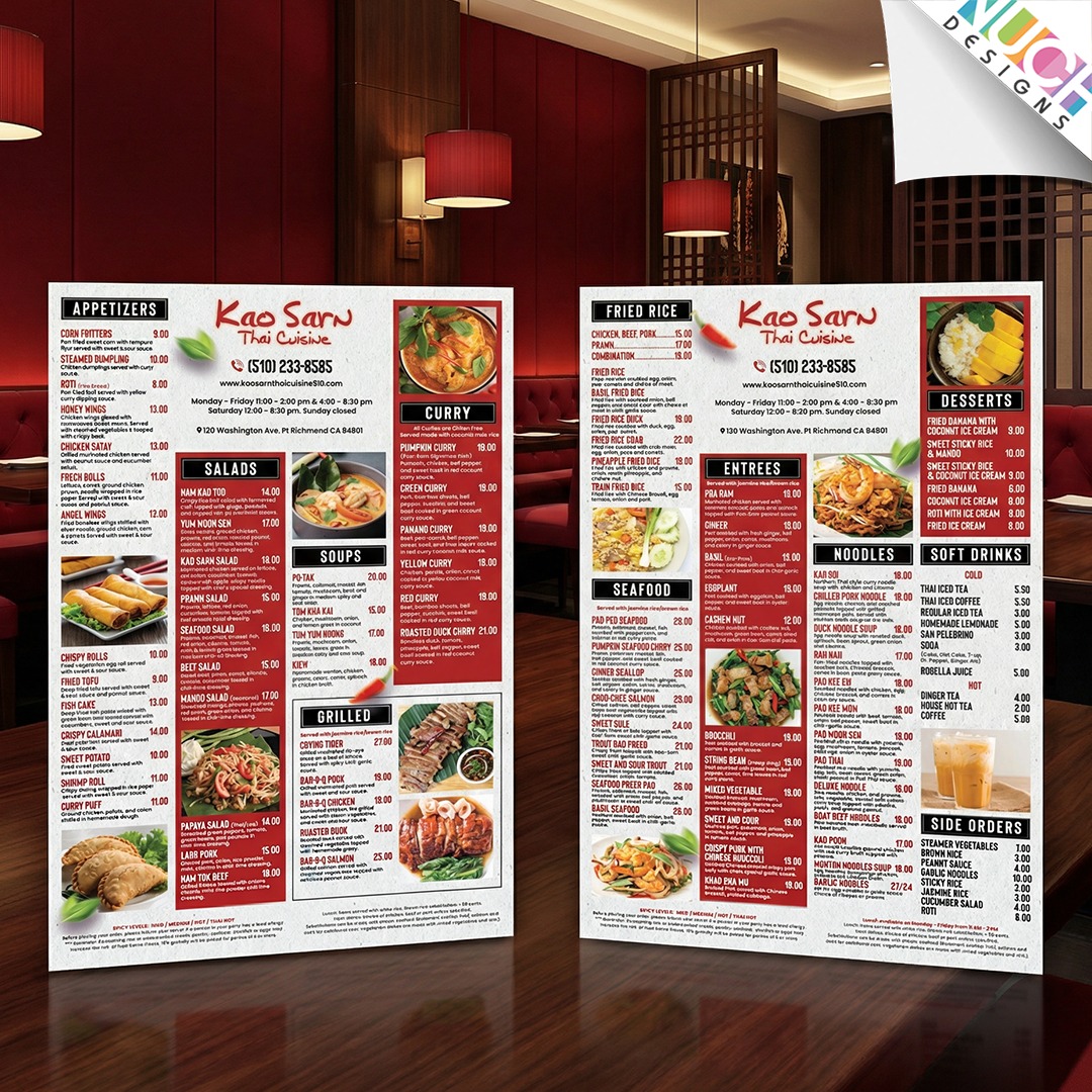 😍 ผลงานออกเเบบเมนู ของร้าน Kao Sarn Thai Cuisine, ร้าน Thai Better, ร้าน Bangkok Street Food เเละ Digital Menu ร้าน Bangkok Lounge ค่ะ
😍 Menu Design
บริการออกแบบเมนูแบบครบครัน ทั้ง Dinner Menu, Lunch Menu, To Go Menu, Drink Menu และ Digital Menu ด้วยดีไซน์เฉพาะที่ออกแบบมาให้เข้ากับเอกลักษณ์ของแต่ละร้าน พร้อมตัวเลือกหลากหลาย ไม่ว่าจะเป็นขนาด A3, รูปเล่ม Magazine, Bi-Fold, Tri-Fold, ไปจนถึง Menu Board และยังสามารถเลือกขนาดตามความต้องการได้อีกด้วยนะคะ
😍 Nuch.Designs รับออกแบบเว็บไซต์ ออกแบบเมนูร้านอาหาร ออกแบบโลโก้ และงานกราฟิกทุกชนิด
😍 สนใจติดต่อสอบถามโดยตรงได้ที่
Contact: 214-663-1239
Line ID: @nuchdesigns
Email: info@nuchdesigns.com
Website: www.nuchdesigns.com
#ร้านอาหารไทยในอเมริกา #นุชดีไซน์ #nuchdesigns #ออกแบบเว็บไซต์ร้านอาหารไทยในอเมริกา #เว็บร้านอาหารไทยในอเมริกา #เว็บไซต์ร้านอาหารไทย #ออกแบบเมนูร้านอาหาร #ออกแบบเว็บร้านอาหาร #เมนูเครื่องดื่ม #SocialMedia #รับดูเเละSocialMedia #รับดูเเละSocialMediaสำหรับคนไทยในอเมริกา