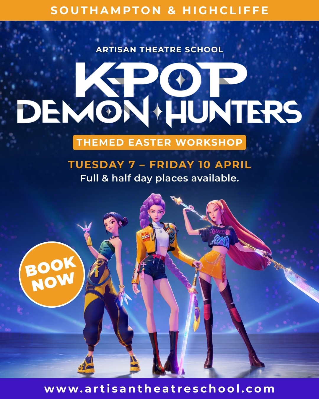 Looking for something your child will actually love this Easter?
Our K-Pop Demon Hunters Easter School is packed with performance, creativity, and confidence-building fun – perfect for confident performers and children who need a boost 💛
📍 Highcliffe & Southampton
📅 7–10 April 2026
💥 Early bird: 20% off until end of February
👉 Book via the link in our bio