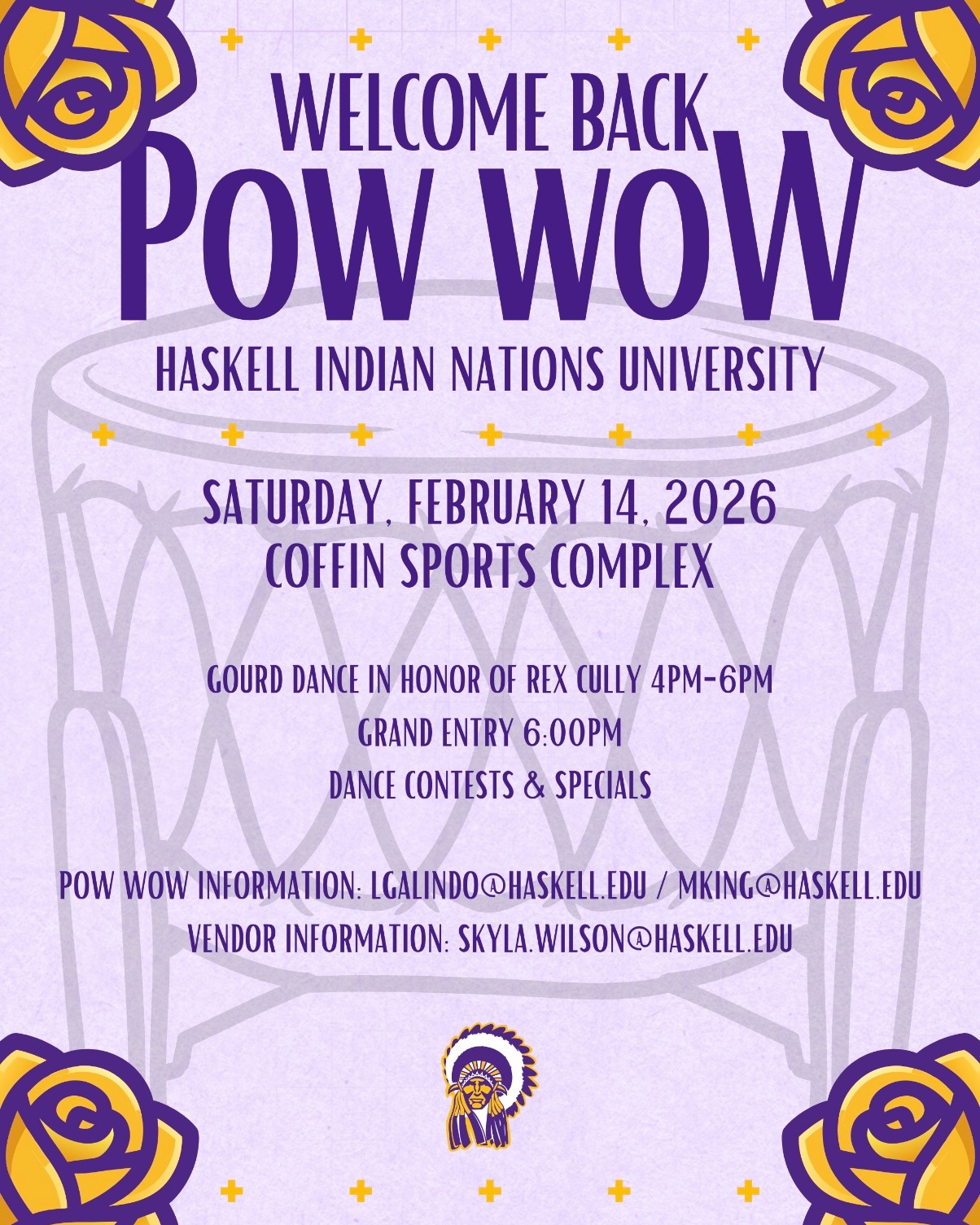 We've just heard: the Spring Welcome Back Powwow is going to be held on Saturday, February 14th!
