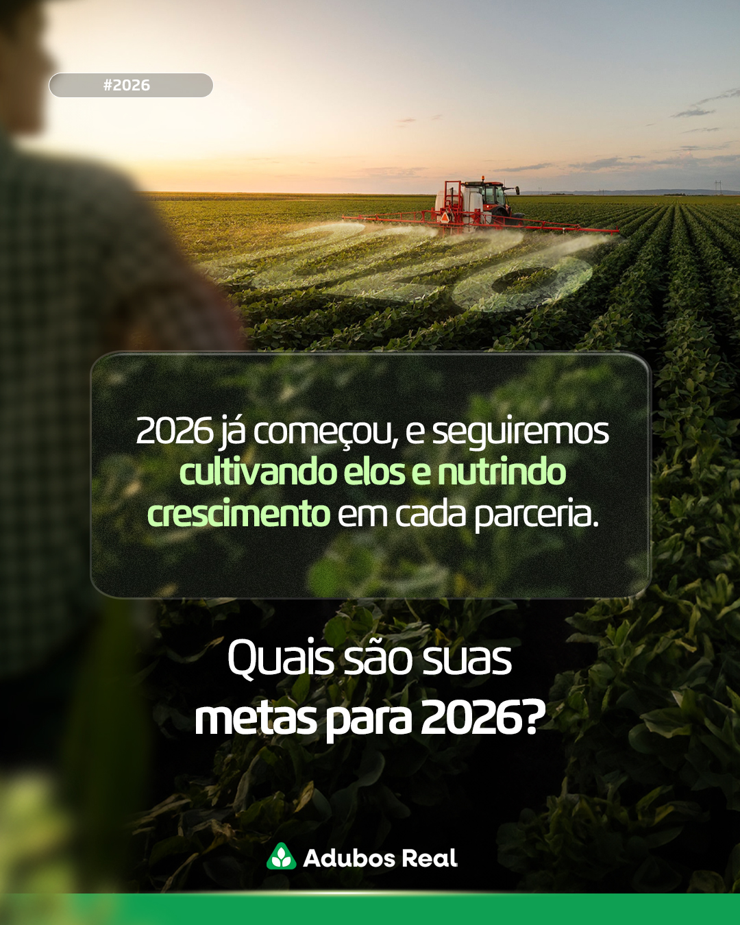 Por aqui, seguimos com objetivos claros: crescer junto com o agro, levar mais soluções ao campo e gerar resultados reais em cada parceria. 🌱
Conta para nós quais são suas metas para 2026?
👉 Siga nosso perfil para acompanhar tudo o que estaremos construindo neste ano.
#metas #2026 #anonovo #adubosreal #parceria #agronegócio
