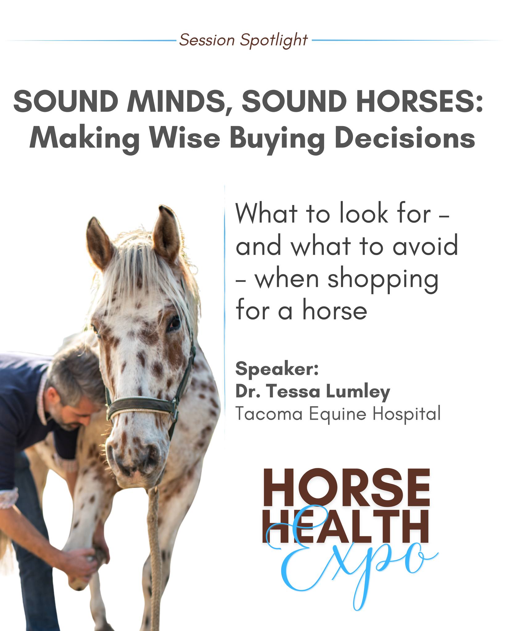 🎓 Sound Minds, Sound Horses: Making Wise Buying Decisions
👩⚕️ Dr. Tessa Lumley
Thinking about buying a horse? Learn how to make informed decisions and avoid common pitfalls.
📅 Saturday, Feb 7
📍 McGavick Conference Center | Lakewood, WA
🎟️ FREE event – registration required
🔗 Register at link in bio