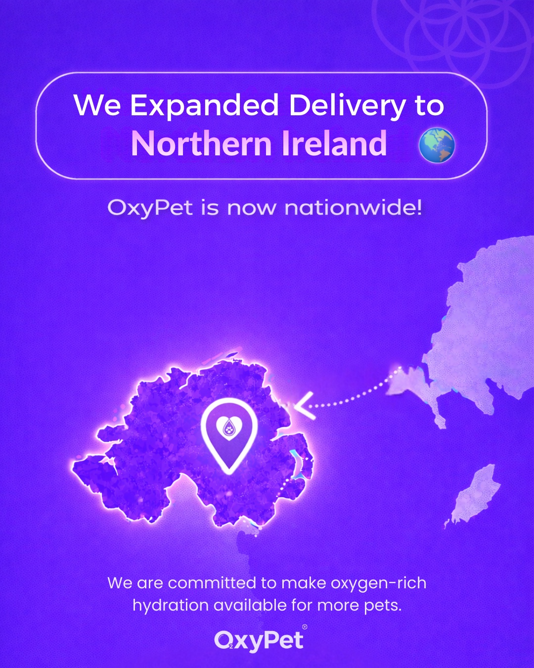 OxyPet Wrapped 2025 💜 We Expanded Delivery to Northern Ireland
What happens when better hydration becomes accessible to more pets?
In 2025, OxyPet expanded delivery to Northern Ireland, making oxygen-rich functional hydration available to even more pet families across the UK.
OxyPet is pure Cornish spring water, infused with stable nano-bubble oxygen to deliver:
• Superior hydration
• More dissolved oxygen
• Daily oxygen support
• Enhanced vitality
With over 10× more available oxygen than regular tap or bottled water, OxyPet helps support a more oxygen-rich internal environment naturally and safely, with no chemicals, flavours or fizz.
Because those nano-bubbles stay suspended in the water, the oxygen remains in the bottle and in the bowl, only releasing when your pet drinks.
That means every sip delivers:
• Faster hydration (53% faster absorption)
• Better oxygen availability
• Daily functional support for pets of all ages
From playful puppies to senior dogs, and especially for breeds that struggle with oxygen availability, OxyPet offers a gentle daily upgrade to how pets are hydrated.
Now, with delivery across Northern Ireland, even more pets can experience what functional hydration really means.
Because the future of pet health should never be limited by postcode.
💧 Water
🫧 Oxygen
🐾 Daily support
👉 Try it for 90 days and see the difference:
https://www.oxypet.co.uk/product-page/oxypet-oxygen-water-subscription