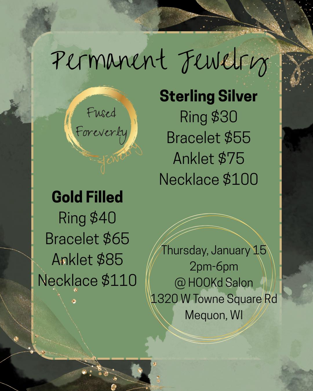 Tomorrow at hookdsalon !
Salon day = sparkle day 💖 Permanent jewelry pop-up happening — walk-ins welcome, no appointment needed.
#fusedforeverlyjewelry #ozaukeecounty #smallbusiness