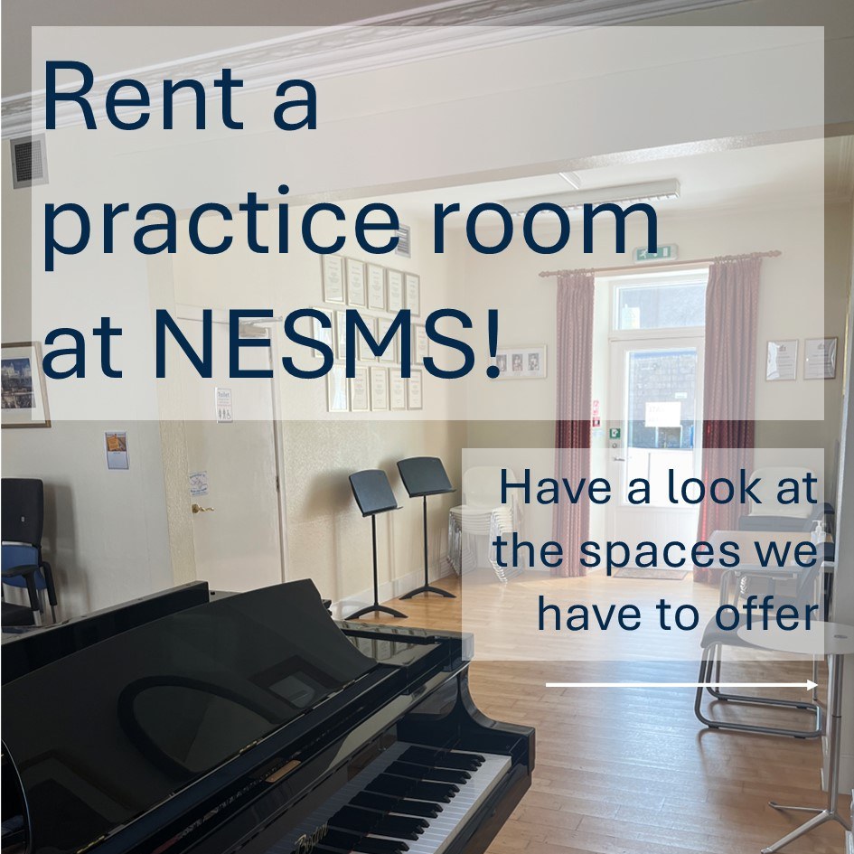 Did you know you can rent our studios?
NESMS has five practice rooms available to rent for only £8.50 per hour - whether you're looking for somewhere to practice in your lunch break or treating yourself to a go on one of our Steinways, renting a room at NESMS is a great option!
You can book a studio in advance through the NESMS office, by phone or email, or when you're in for your next lesson.