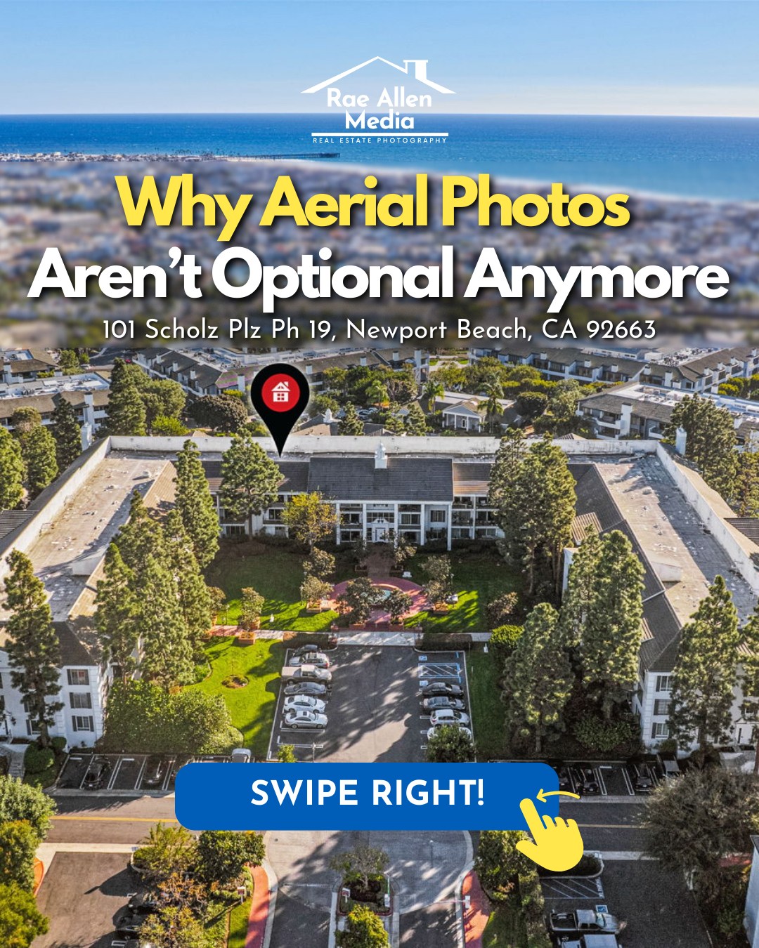 Aerials tell the story before buyers ever step inside. ✨🏡
For listing agents, aerial photos aren’t just a nice add-on—they highlight location, layout, and lifestyle in one glance, helping your listing stand out online and set the right expectations from the start.
📍 101 Scholz Plaza PH 19, Newport Beach
Aerial + interior photography by Rae Allen Media
Because every great listing deserves a top-down perspective.