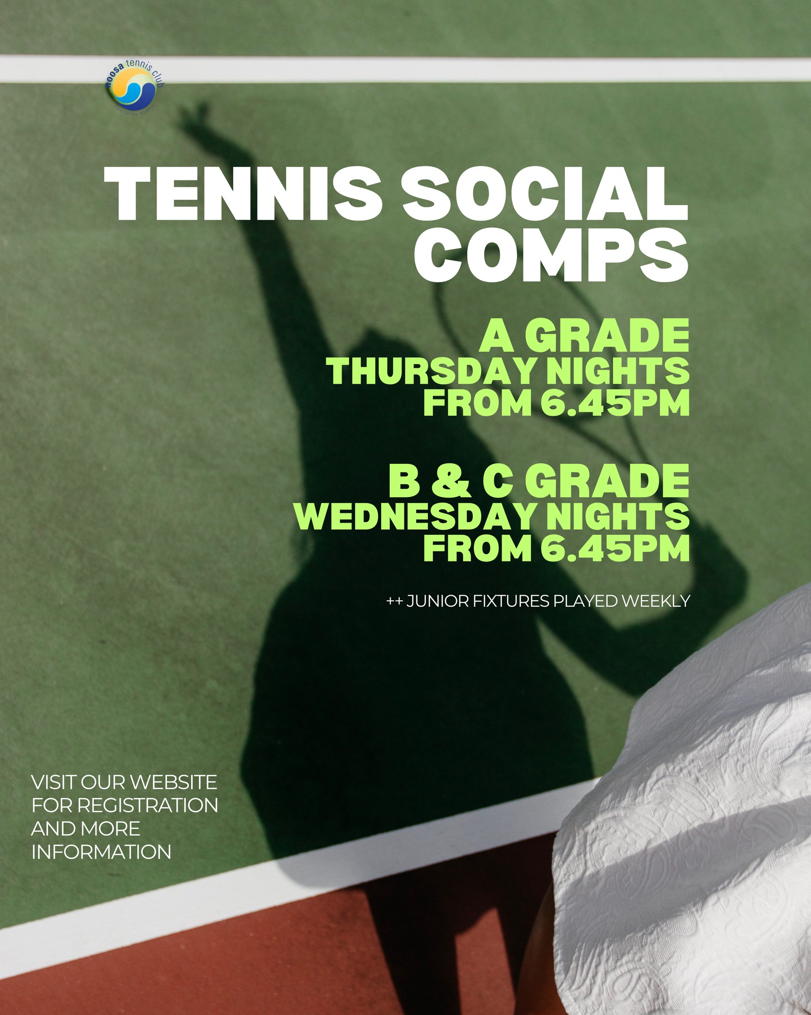 🎾 Social Tennis Competitions are BACK!
🎉 Get ready to serve, rally & have fun, our Social Tennis Competitions at Noosa Tennis Academy kick off again in early February! 🌞 Whether you’re into mixed-grade team match play, Social competition or just love a hit with mates, you’ll fit right in. These social comps are a great way to stay active, improve your game and be part of our awesome tennis community. 👫🎾
✨ What’s on offer:
✔️ Mixed grade teams and Social competitive match play
✔️ Play in a relaxed, supportive environment
✔️ Enjoy our courts, cafe & bar after play 🍹🎉
📍 At the Noosa Tennis Club
📆 Early Feb Restart – Sign up now and secure your spot!
#NoosaTennisAcademy #SocialTennis #TennisCommunity #GameSetMatch #NoosaTennis #PlayTennis
🎾 Booking LINK: https://forms.gle/uMmS6WXTzRSDdgaU7