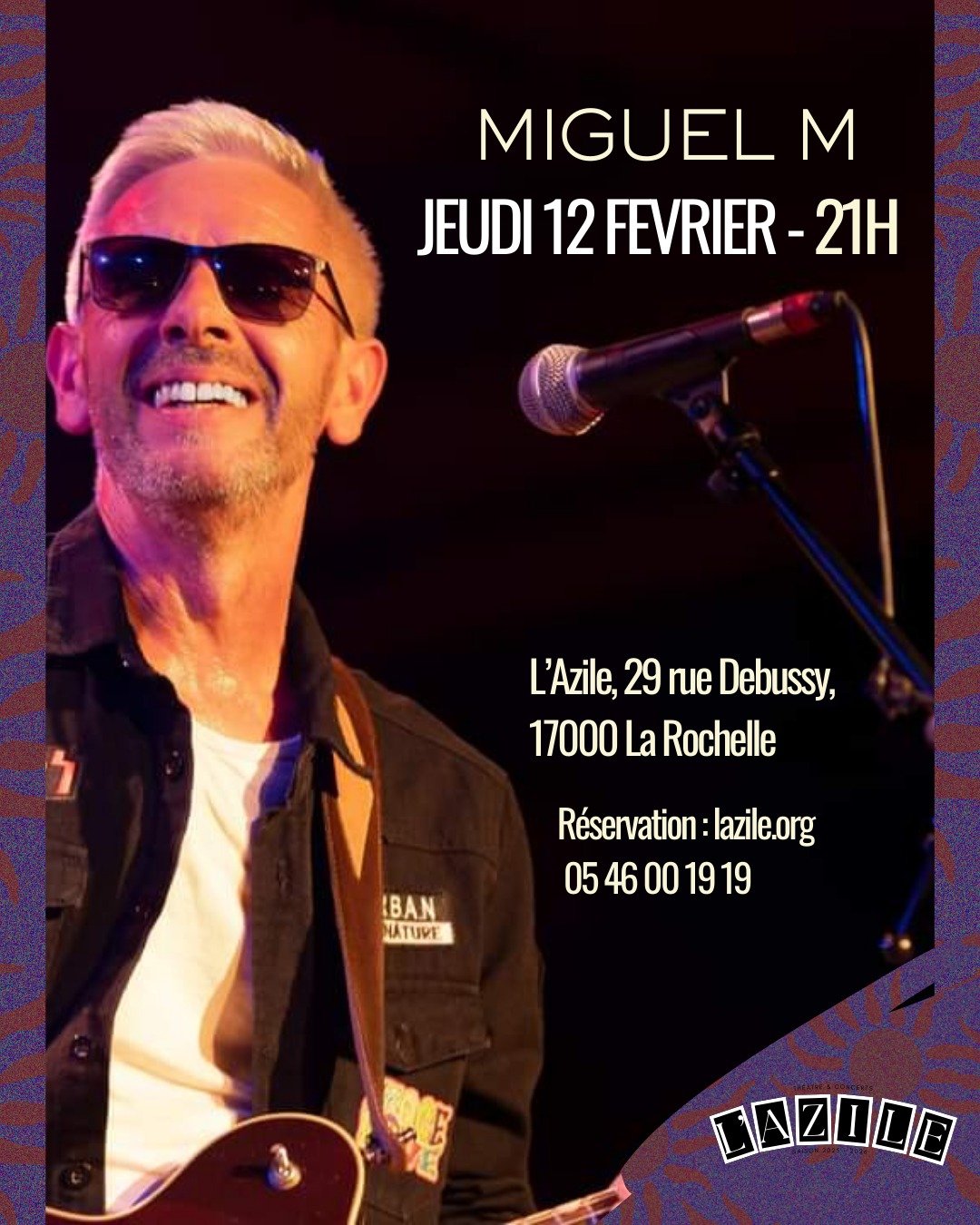 🎶Retrouvez Miguel M le jeudi 12 février à 21h à l'Azile
📖Miguel M (quartet) est de retour sur scène pour un hommage à Lucky Peterson, son mentor, qui lui a donné l'envie de faire le show sur scène. Le répertoire est constitué de reprises de Lucky Peterson, revisitées à la manière de Miguel M, mais aussi de compositions personnelles pour vous offrir un show et un blues contemporain à souhait.
🎫Billetterie : lazile.org/billetterie - 05 46 00 19 19